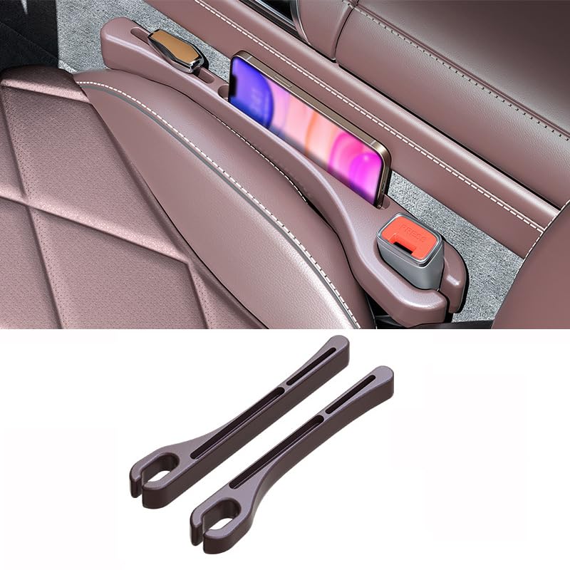 DIALFA 2 Pcs Car Seat Gap Filler for Jaguar I-PACE S-Type Vanden Plas X-Type, Car Seat Gap Filler Fill The Gap Between Seat and Console Prevents Falling Items Seat Accessories,C Brown