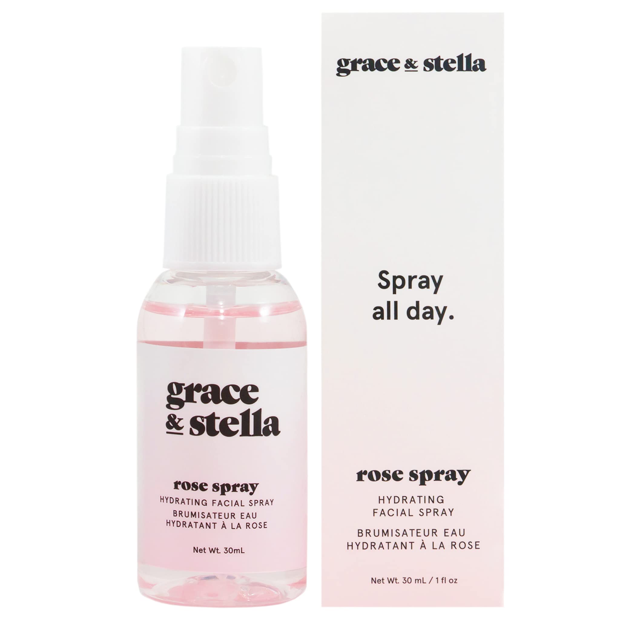 Award Winning Rose Water Facial Spray (30ml) - Vegan - Rose Water Spray Toner for Face - Rose Spray Facial Mist - Rosewater Spray Rose Hydrosol by Grace and Stella