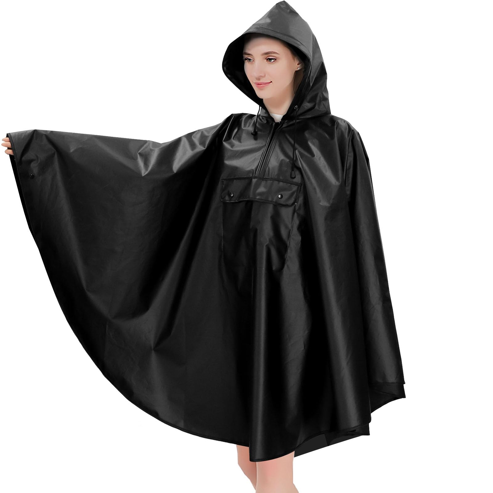 AnyooEVA Unisex Hooded Rain Poncho for Adult with Pocket Reusable Waterproof Rain Coat for Men & Women Perfect for Cmaping