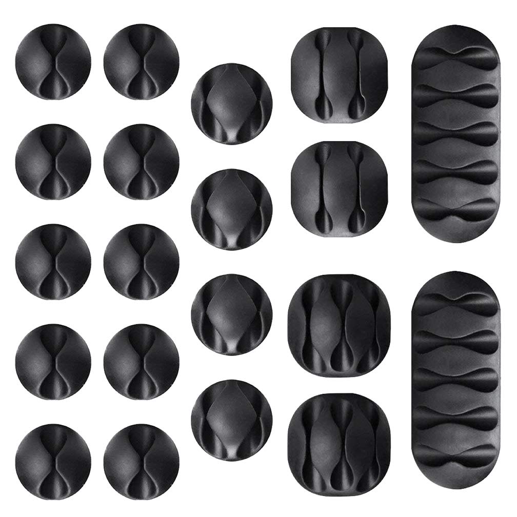 Viaky 30 Pcs Black Clips Self Adhesive Backed Nylon Wire Adjustable Cable Clips Adhesive Cable Management Drop Wire Holder