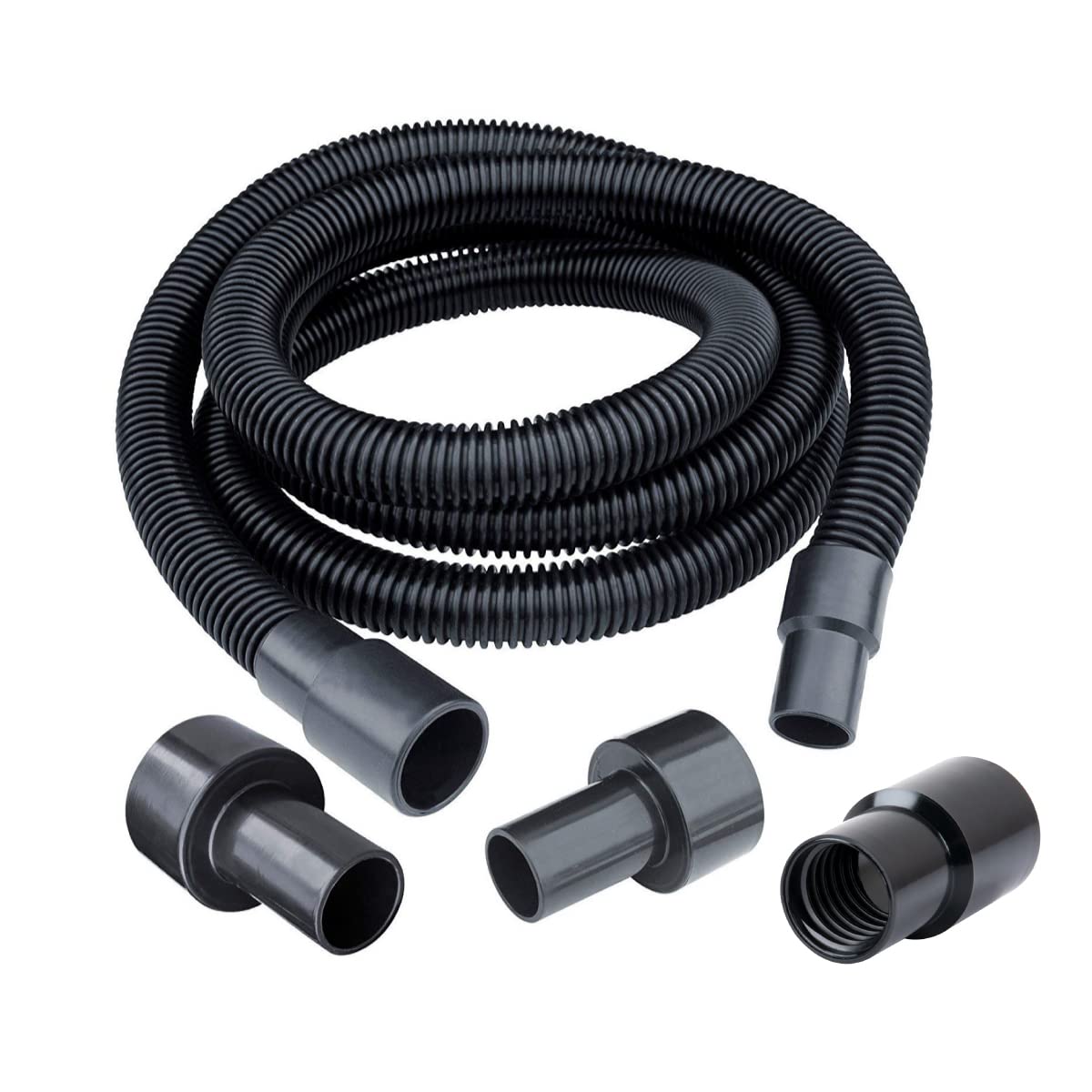 POWERTEC70347 10 Ft. Dust Collection Hose Kit with 5 Fittings for Woodworking Power Tools Home and Wet/Dry Shop Vacuums