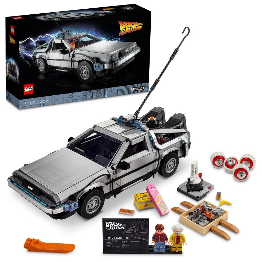 LEGO10300 Icons Back to the Future Time Machine, Model Car Building Kit based on the DeLorean, 2022 Set for Adults, Gift idea