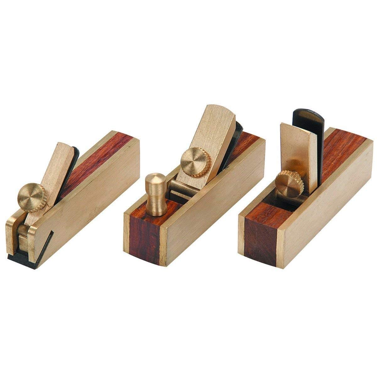 BK Micro Mini Brass Hand Plane Set Wood Finish Planer Hobby Craft -Set of 3 Pieces (Size- 3inch)