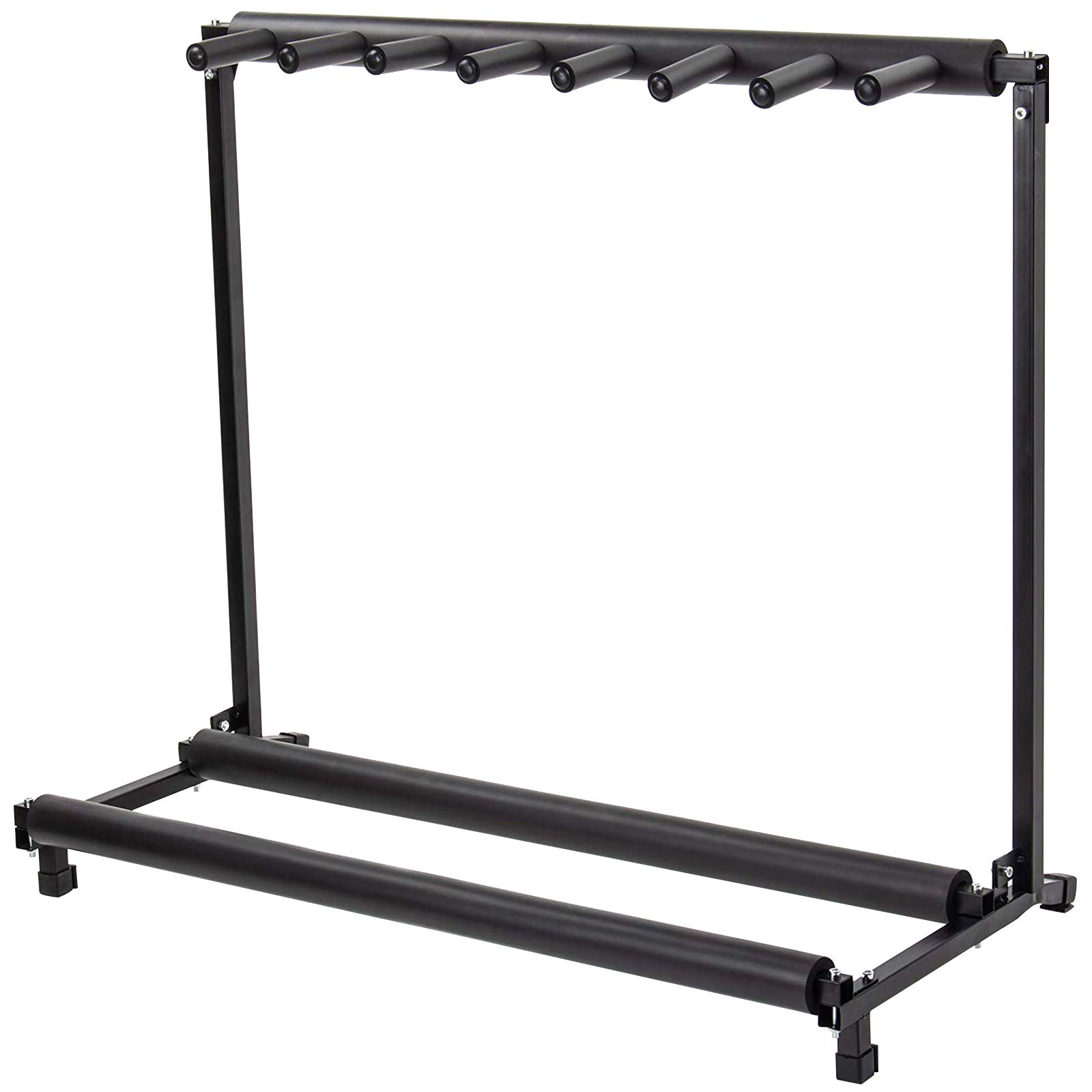 Display4top Multi Guitar Stand 7 Holder Foldable Universal Display Rack - Portable Black Guitar Holder.Padding for Classical Acoustic, Electric, Bass Guitar