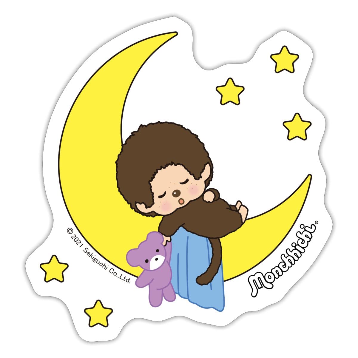 Spreadshirt® Monchhichi Chic-a-Boo Sleeping Boy Sticker, One Size, white matte