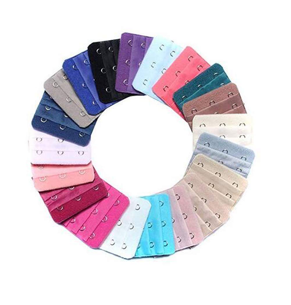 ElandyElandy 22Pcs Women Ladies Assorted Colors 3-Hook 3 Rows Spacing Bra Extender Extension Hooks Strap