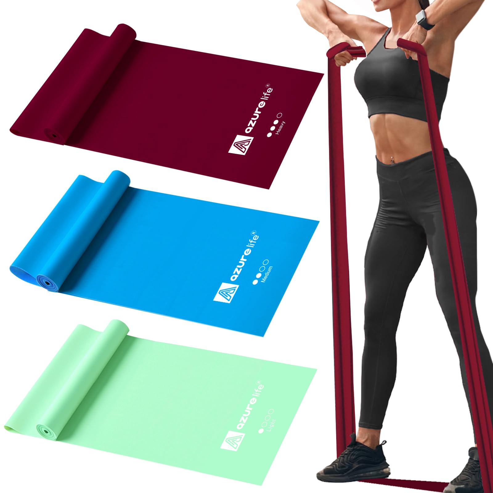 Resistance Bands,Professional Non-Latex Elastic Stretch Bands，Long Flat Exercise Bands for Physical Therapy, Yoga, Pilates, Rehab, at-Home or The Gym Workouts, Strength Training