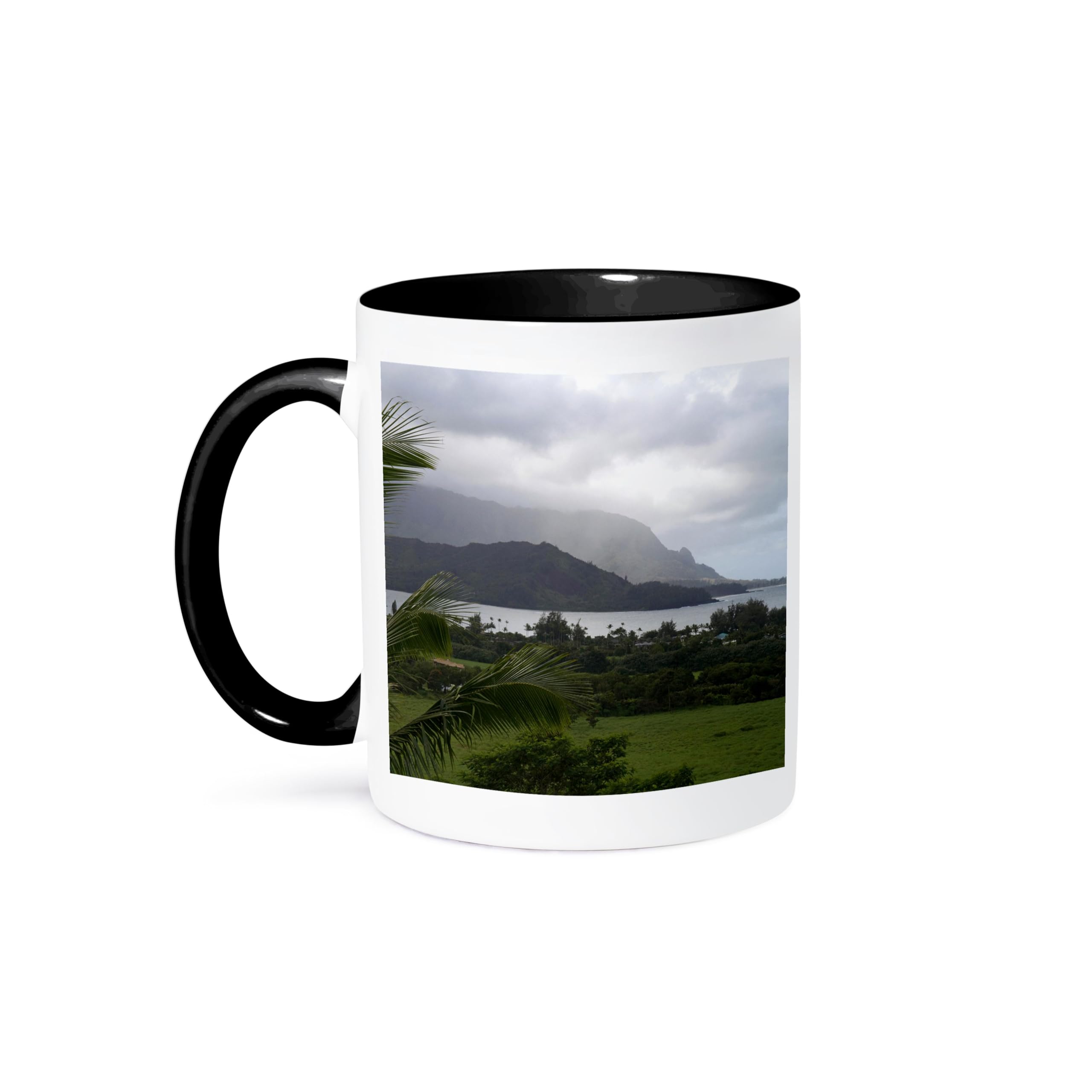 3dRose Hanalei Bay, Kauai Island, Hawaii, USA Mug, 11 oz, Black