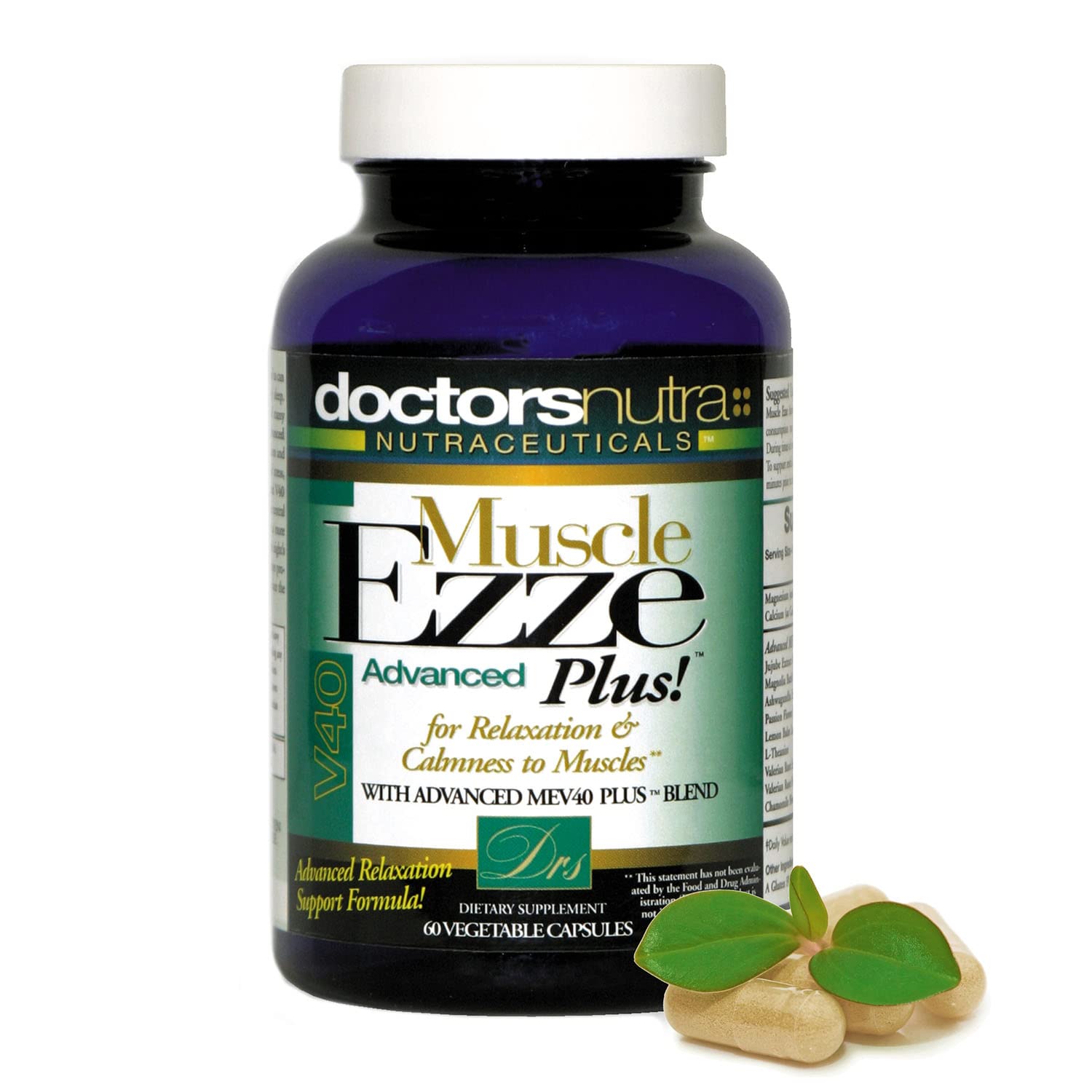 Muscle Ezze Plus - Day or Night Use Natural Relaxant - Gluten-Free - 60 Veg. Capsules