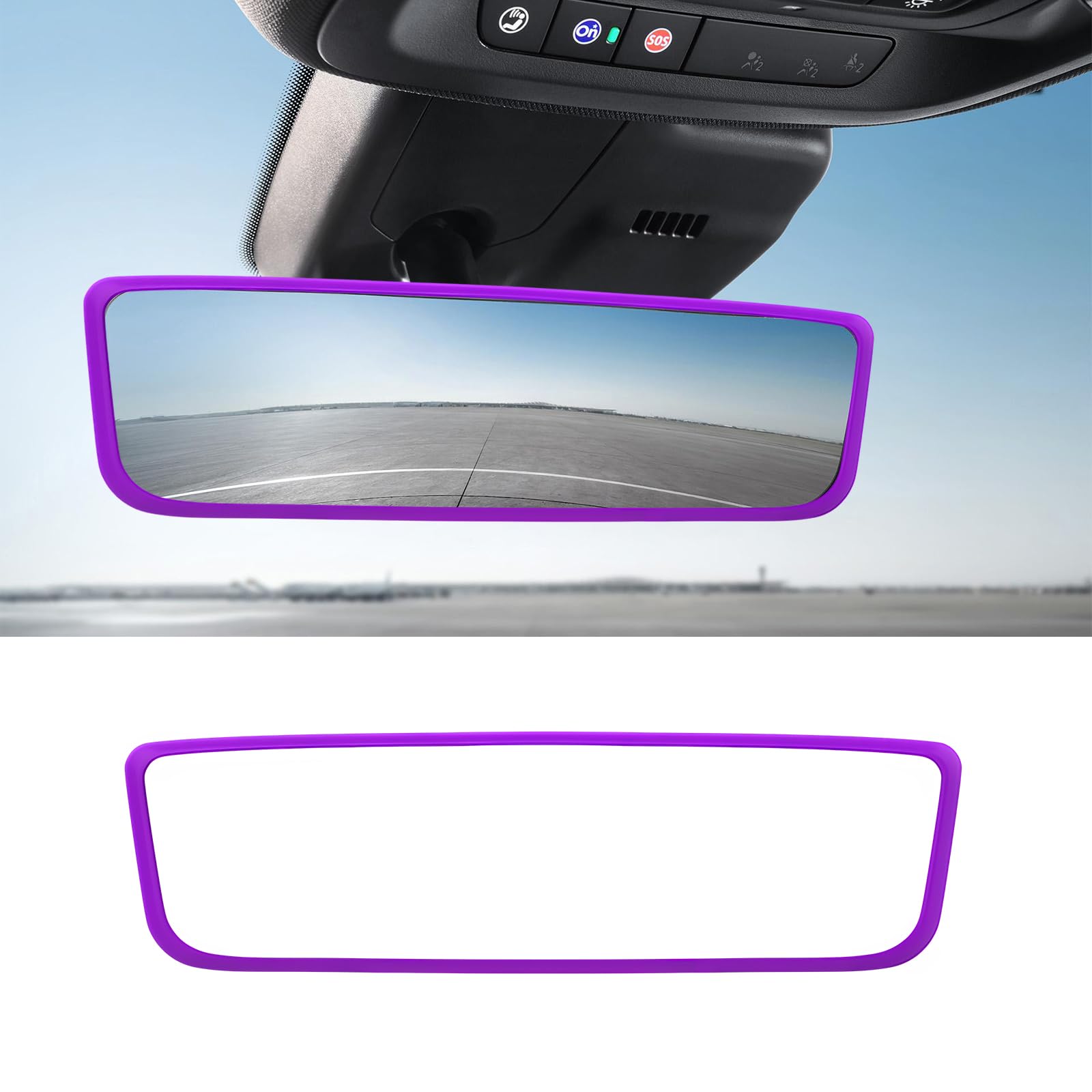 Car Rear View Mirror Protector Frame, Silicone Auto Rearview Edge Protection Cover Compatible with Model 3 Model Y, Interior Rear View Trim Frame Decoration, Car Accessories (Purple-1PCS)