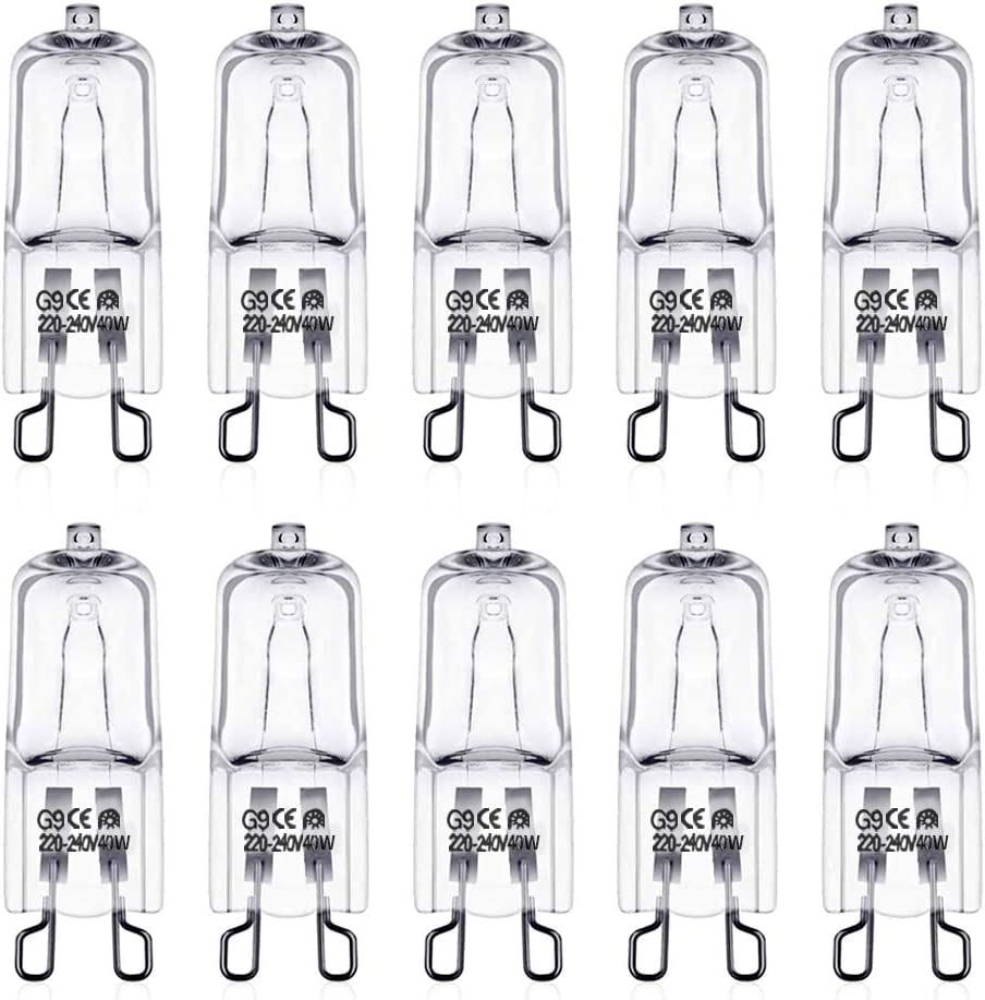 DoRight 10 Pack Wax Burner Bulbs G9 Halogen Bulbs 40W, Wax Melt Burner Bulbs 230V 2700K Warm White G9 Dimmable Halogen Bulb Capsule for Wax Melt Lamp Replacement Candle & Nightlights Wax Warmers