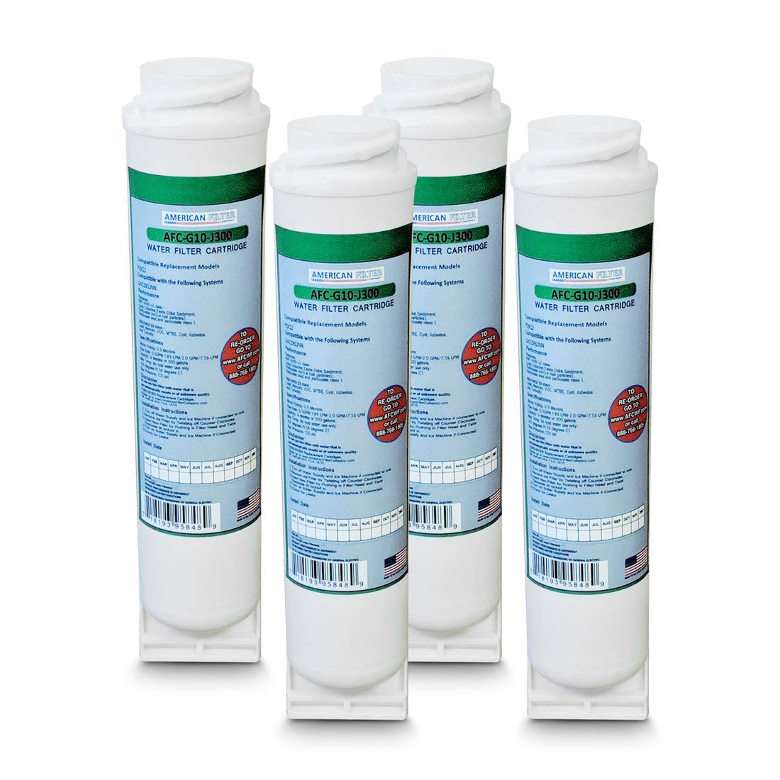 4-Pack American Filter Company (TM) Brand Water Filters AFC-G10-FQK2J (Comparable with GE (R) FQK2J GXSV65 GQSV65 Filters)Made in the USA!!