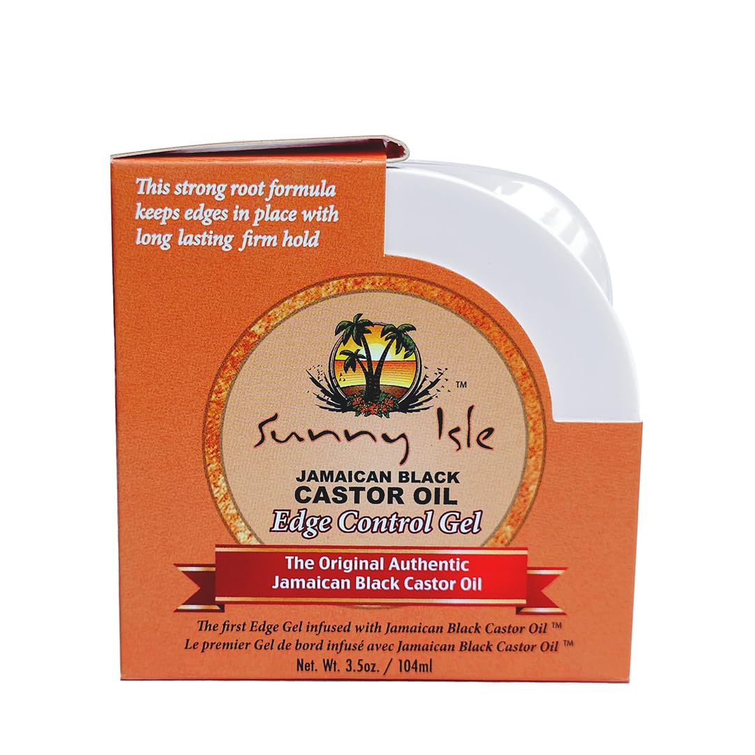 Sunny Isle Jamaican Black Castor Oil Edge Control Gel 3.5oz, Adds Moisture & Shine to Hair, Conditioning Extra Hold Control, Smoother & Clear Styling Edge and Frizz Tamer