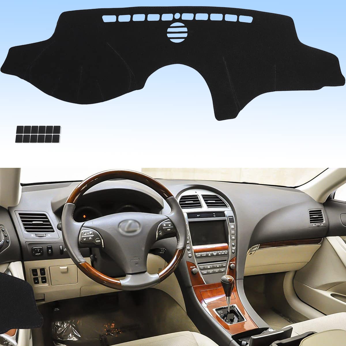 AUQDD Dashboard Cover Flannel Dash Mat Custom Compatible with 2007 2008 2009 2010 2011 2012 ES, ES240, ES350, Anti-Glare, Anti-Reflection, No Peculiar Smell