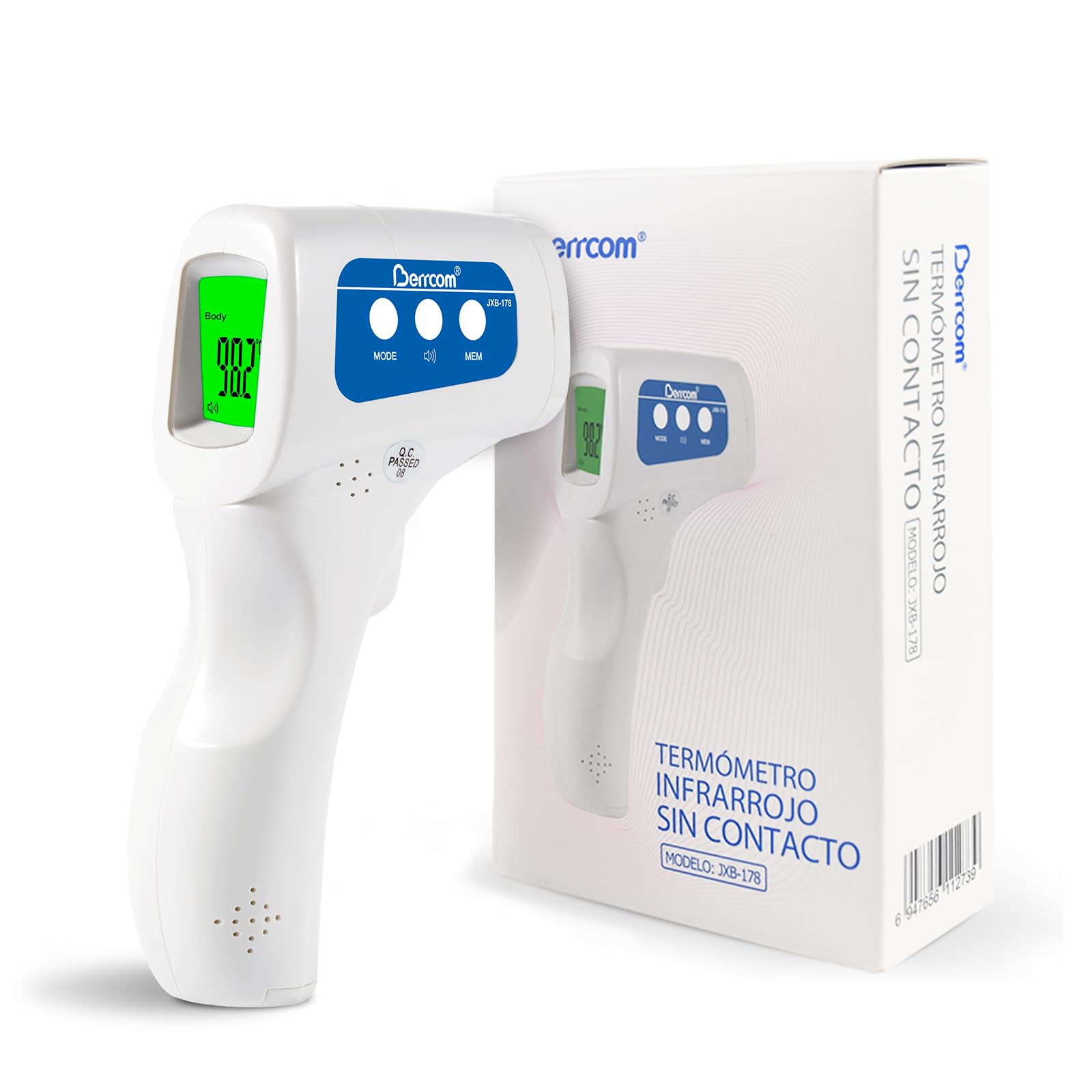 BerrcomNon Contact Infrared Forehead Thermometer JXB-178 Baby Fever Check Thermometer 3 in 1 Contactless for Kids Infant Adult (Batteries Not Included)