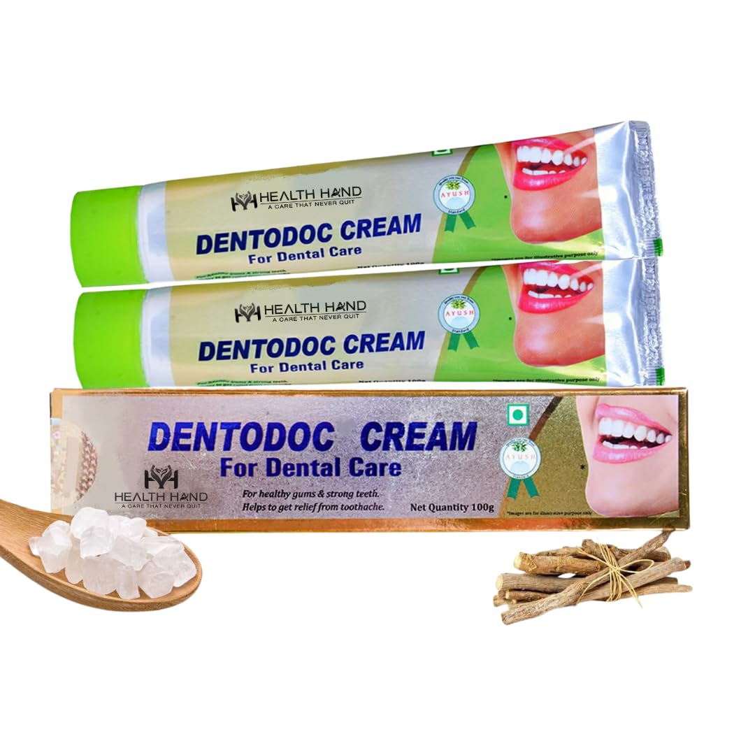 HEALTH HAND Dentodoc Cream for Dental Care, 100g, Relieves Bleeding Gums, Reduces Tooth Sensitivity, Prevents Cavities, Combats Toothache