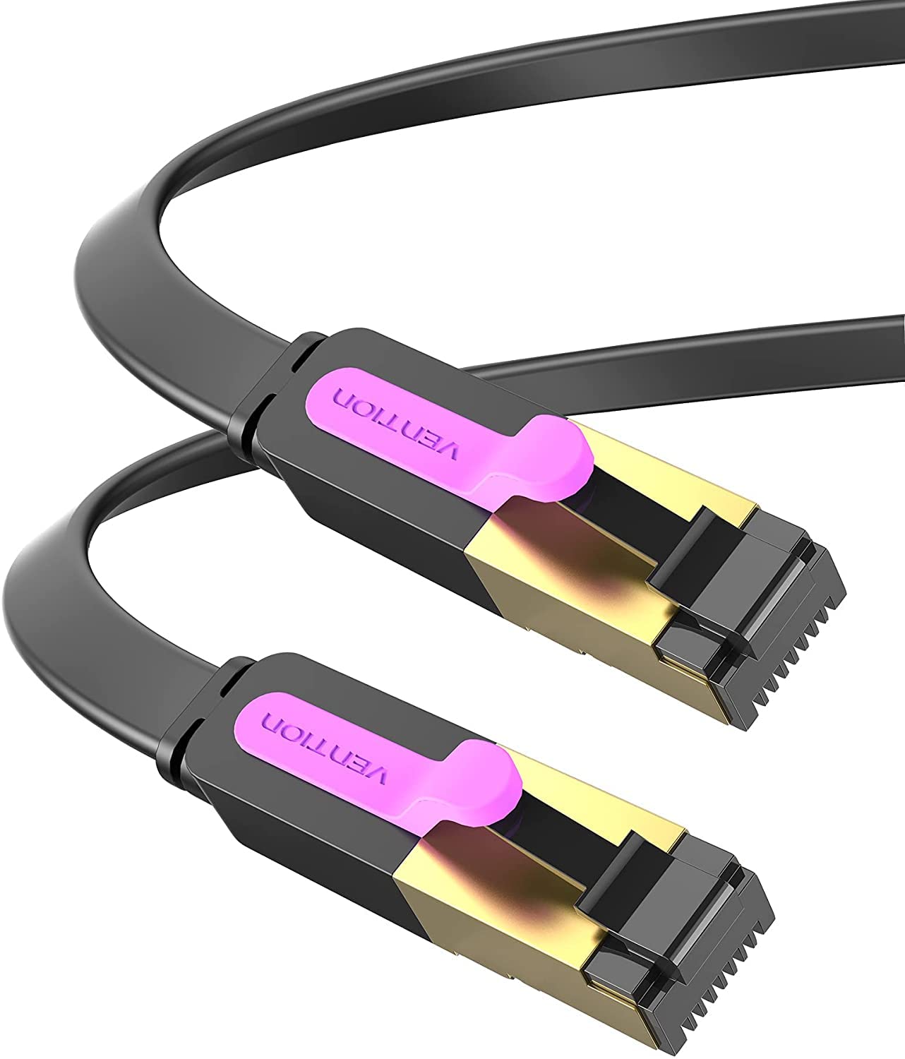 VENTION CAT 7 RJ45 Ethernet Flat Cable, High-Speed Patch Cord 10Gbps @600MHz/s STP, Compatible for Switch, Router, Modem, Patch Panel, Access Point, Patch Fields (Flat Patch Cable (10m)