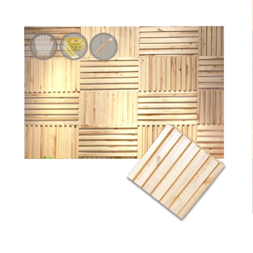 Acepunch 1 Finland 3D Wooden Wall Art Panel Home Decorative Sound Absorbing Dampening Tile Soundproofing Acoustic Music Insulator Noise reduction Office Studio Room Natural Finish 12 x 12 in AP1239