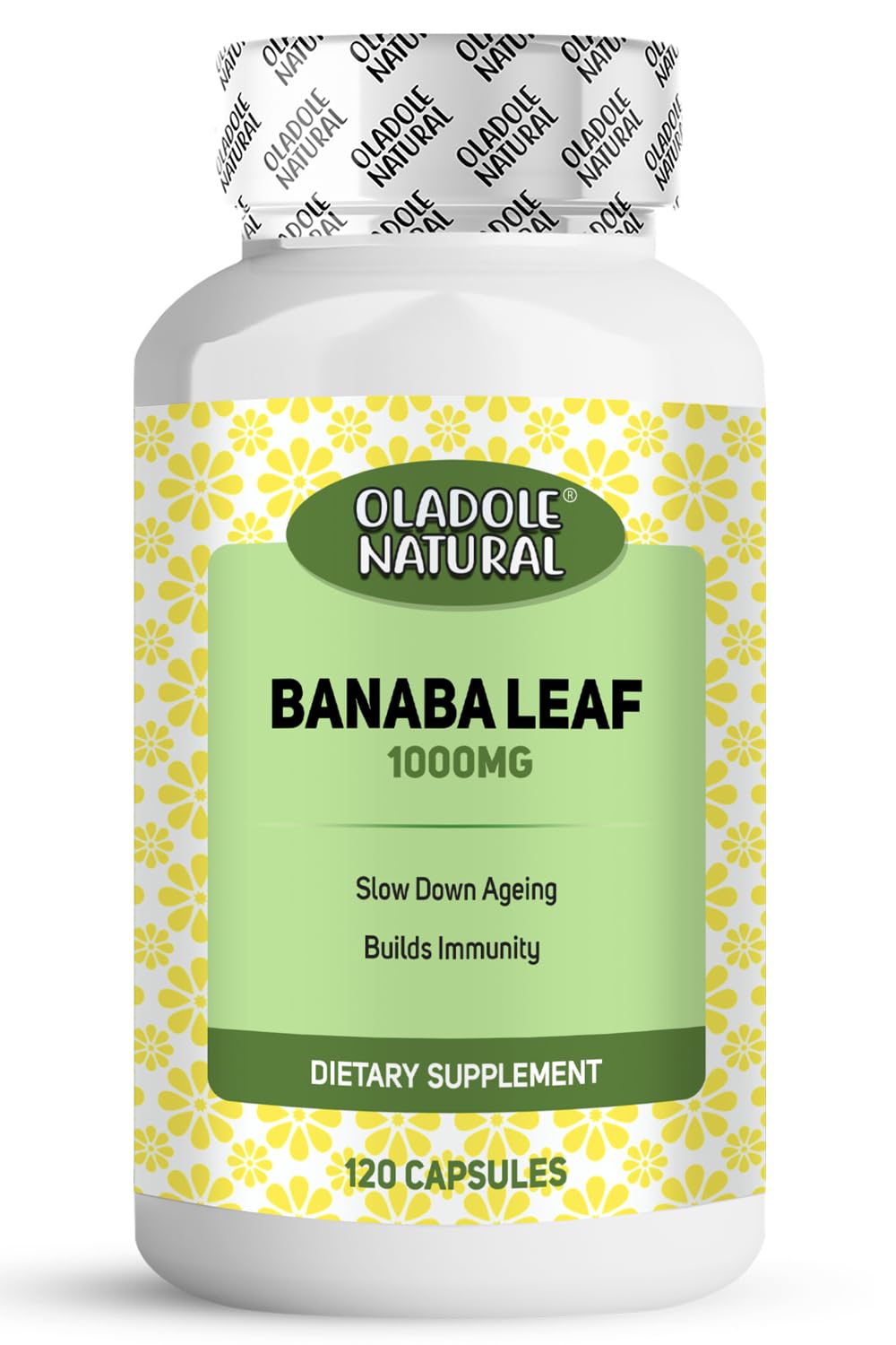 Oladole Natural Banaba Leaf 1000mg - (120 Capsules) | Support Cardiovascular Health, Kidney Function, Joint Health, Muscle Function, Metabolism, Anti aging, Antioxidant | Non-GMO, Gluten Free