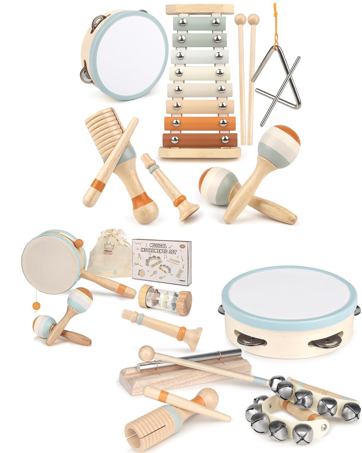 Musical Instruments - Neutral Colors Toddler Toys - Aesthetic Musical Toys, Montessori Toys - Modern Boho Xylophone, Wooden Percussion Instruments for Kids, Gender Neutral Baby Gifts