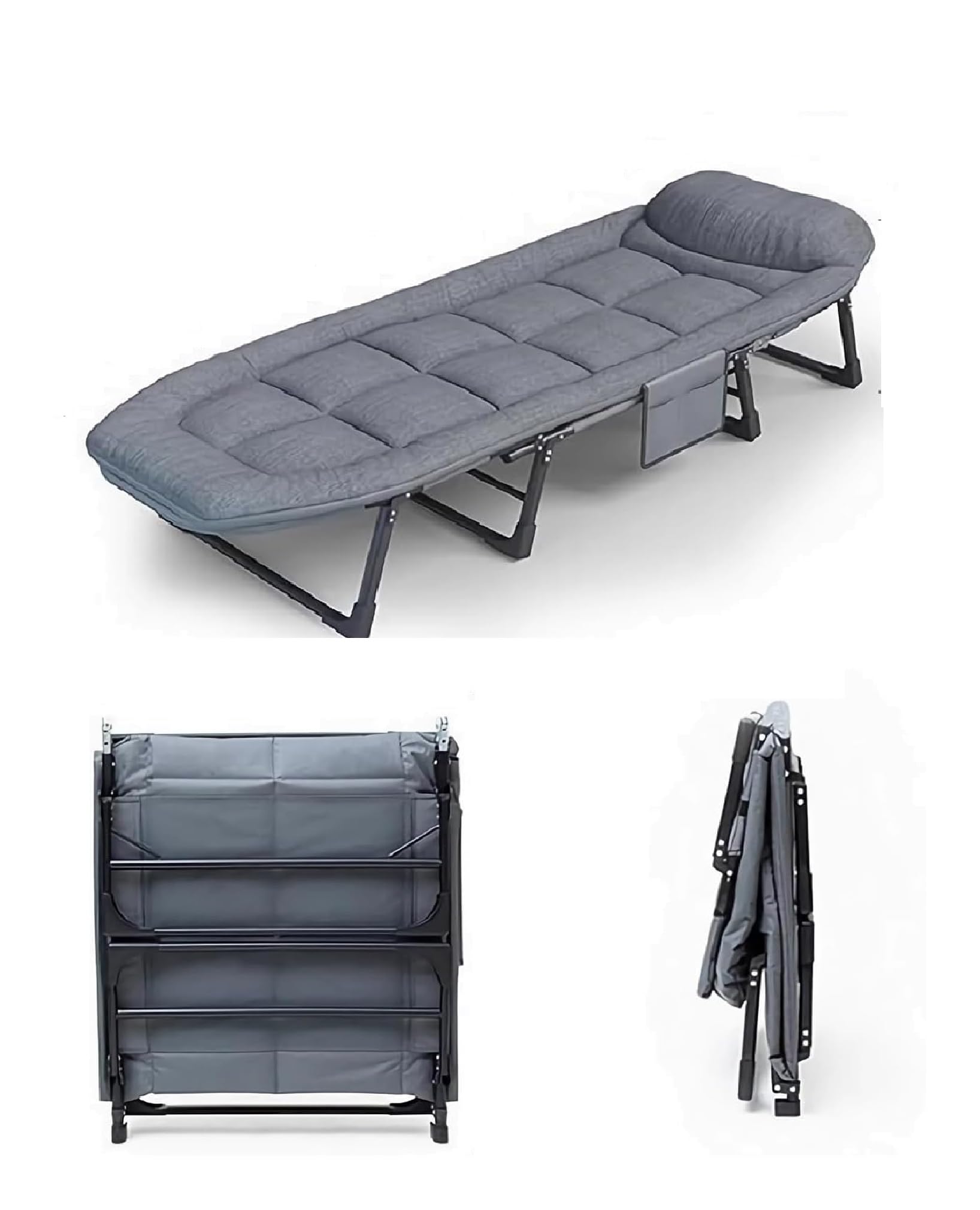 Organized Home Outdoor Stable Eight-Legged Folding Portable Leisure Recliner with Mattress Office Single Recliner Office Workers Nap Artifact Portable American Bed (60cm X 180cm)