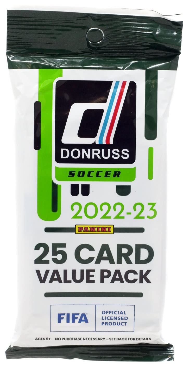 2022-23 Panini Donruss Soccer Jumbo Cello Fat Pack - 25 Trading Cards - Look for Lionel Messi, Ronaldo, Haaland