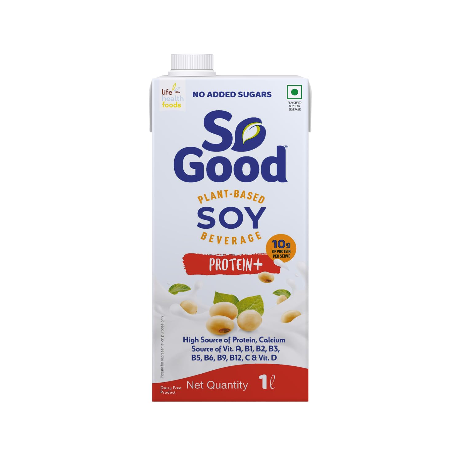 So Good Plant Based Soy Beverage Protein+ 1 L | Plant Protein | Lactose Free | Gluten Free | No Preservatives | Zero Cholesterol | Dairy Free |NON GMO Soybean | Source of Calcium & Vitamins