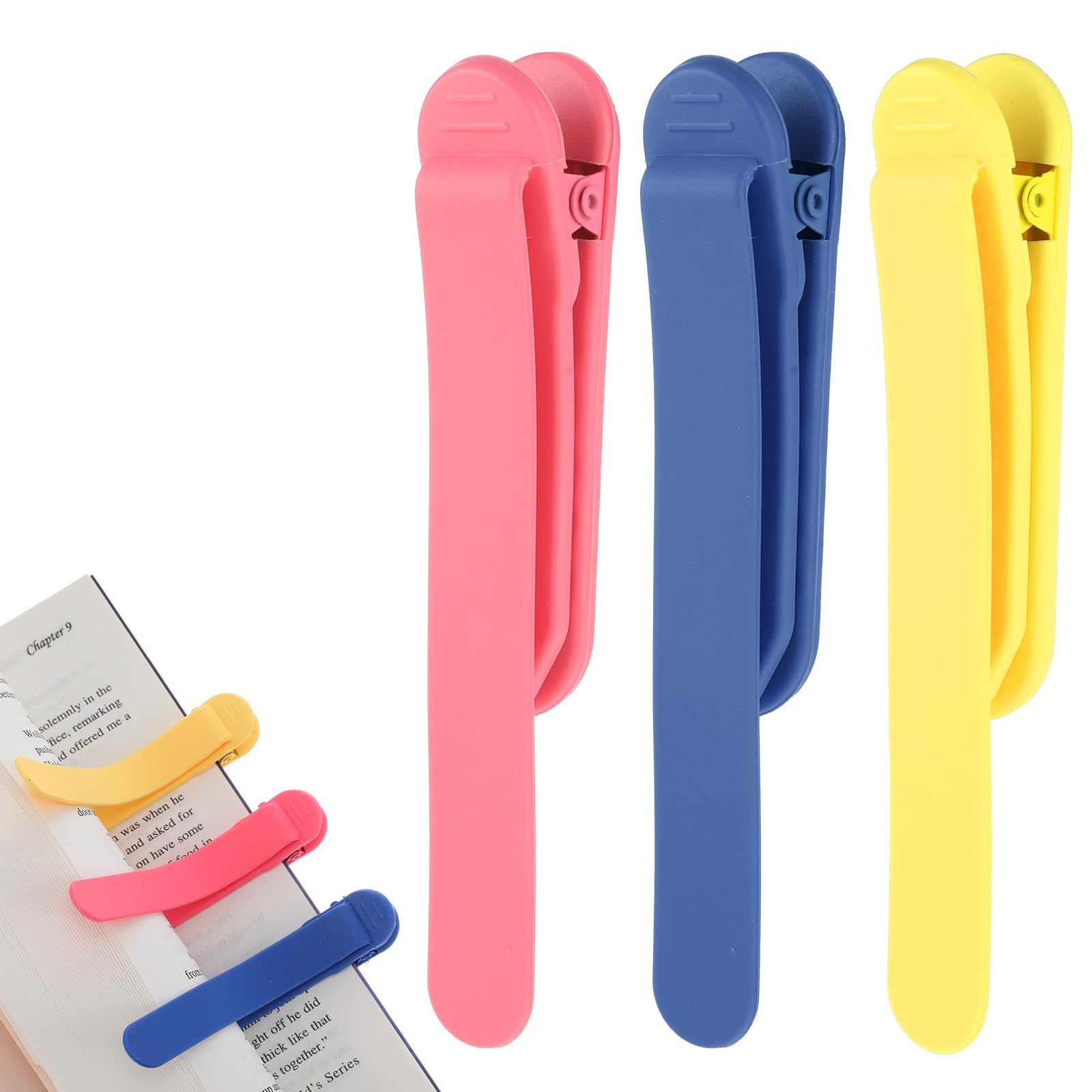 Andibro 3Pcs Smart Silicone Bookmarks, Book Marks for Reading Women Bookmark Clip Book Reading Lovers Book Accessories for Men Women(Rose red+Yellow+Blue)