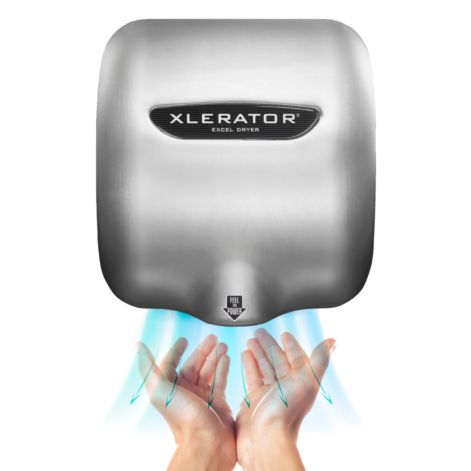 XLERATOR XL-SB Automatic High Speed Hand Dryer with Brushed Stainless Steel Cover and 1.1 Noise Reduction Nozzle, 12.5 A, 110/120 V