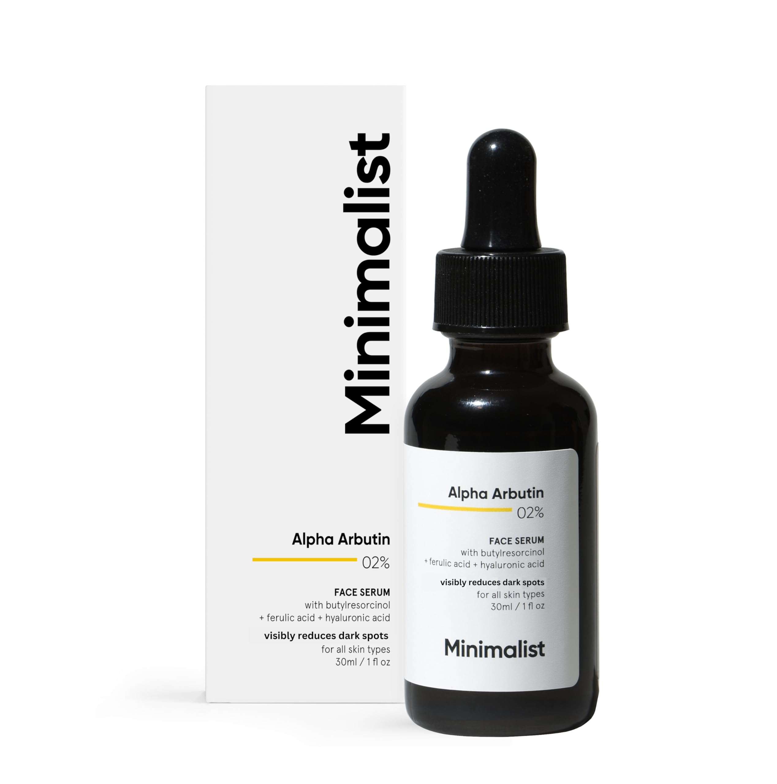 MinimalistAlpha Arbutin 2% for Dark Spots & Sun Tanning | Face Serum with Hyaluronic Acid to Help with Blemishes, Dark Spots, PIH & Uneven Skin Tone | 30ml