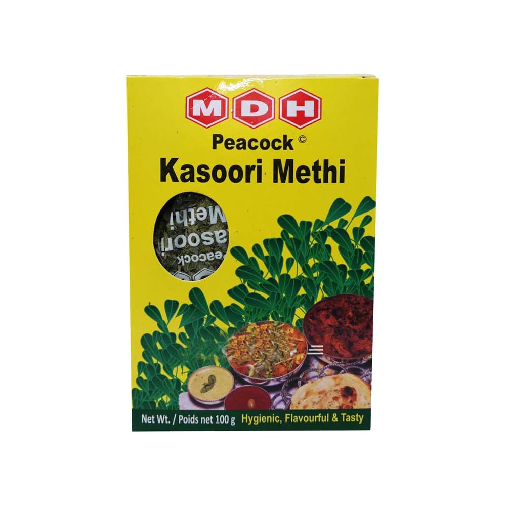 MDH Kasoori Methi Leaves Peacock | 100G | Dried Fenugreek Leaves | Rich In Iron | No Color Added | Indian Origin