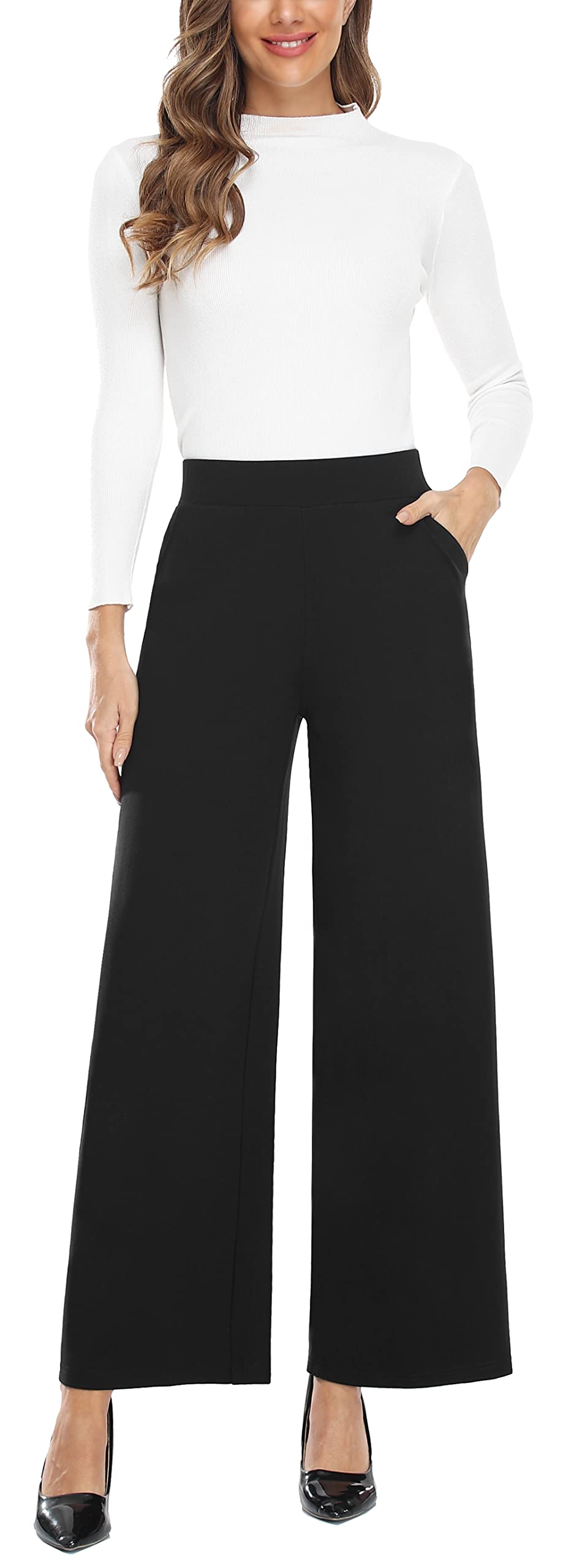 Wide Leg Pants for Women Business Casual Crop Palazo Dress Pants Capris