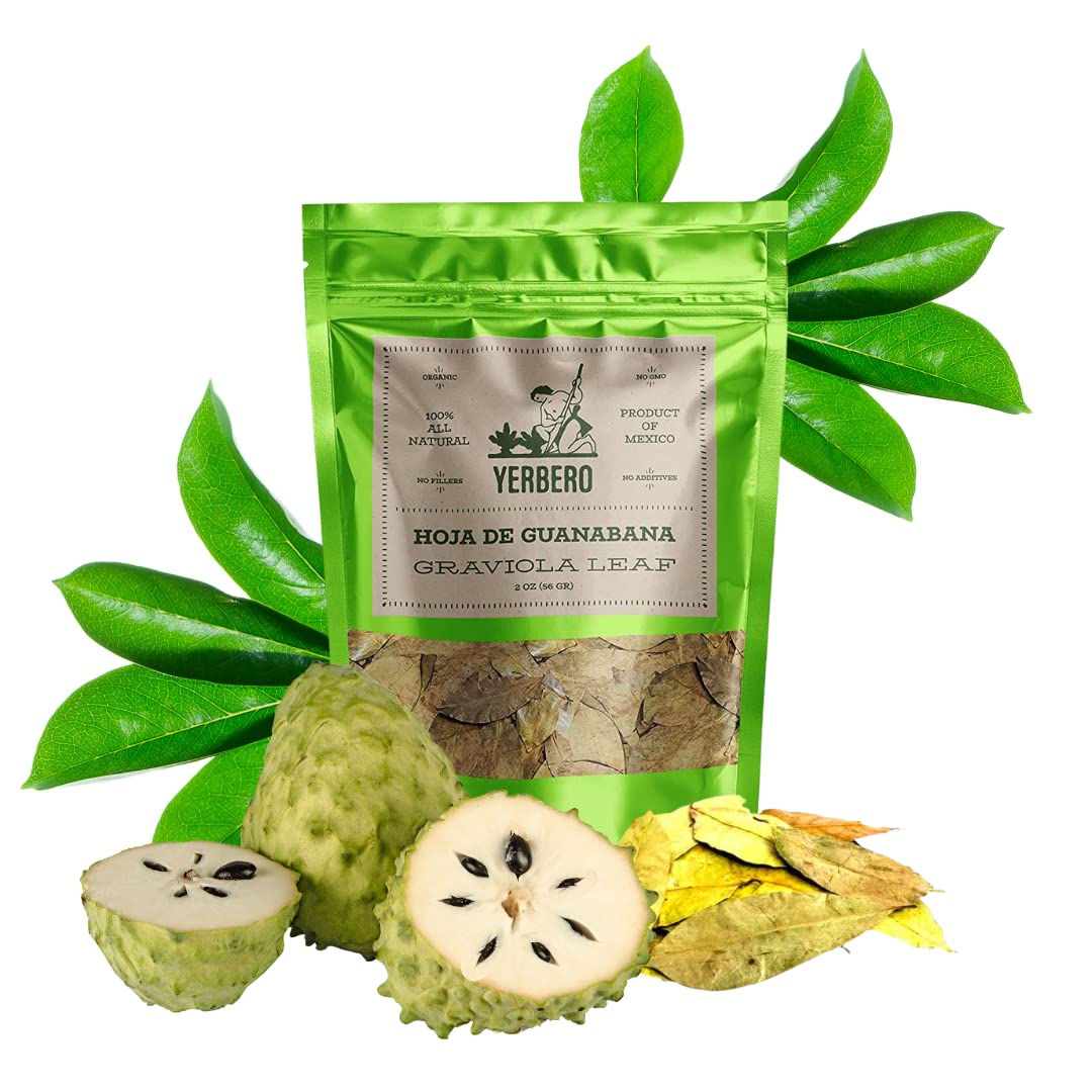  : Yerbero - Te Hoja De Guanabana ( Graviola Leaf - Whole Soursop  Leaves ) Stand Alone Resealable Bag, Crafted By Nature 100% All Natural  Delicious Fresh Tea | From Ensenada