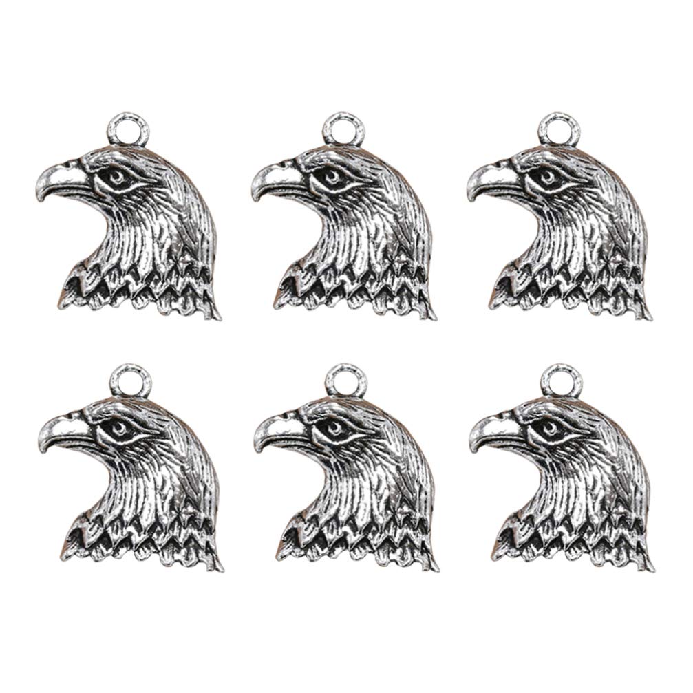 TENDYCOCO20pcs Delicate Alloy Eagle Head Pendants Charms DIY Jewelry Making Accessory for Necklace Bracelet (Antique Silver)