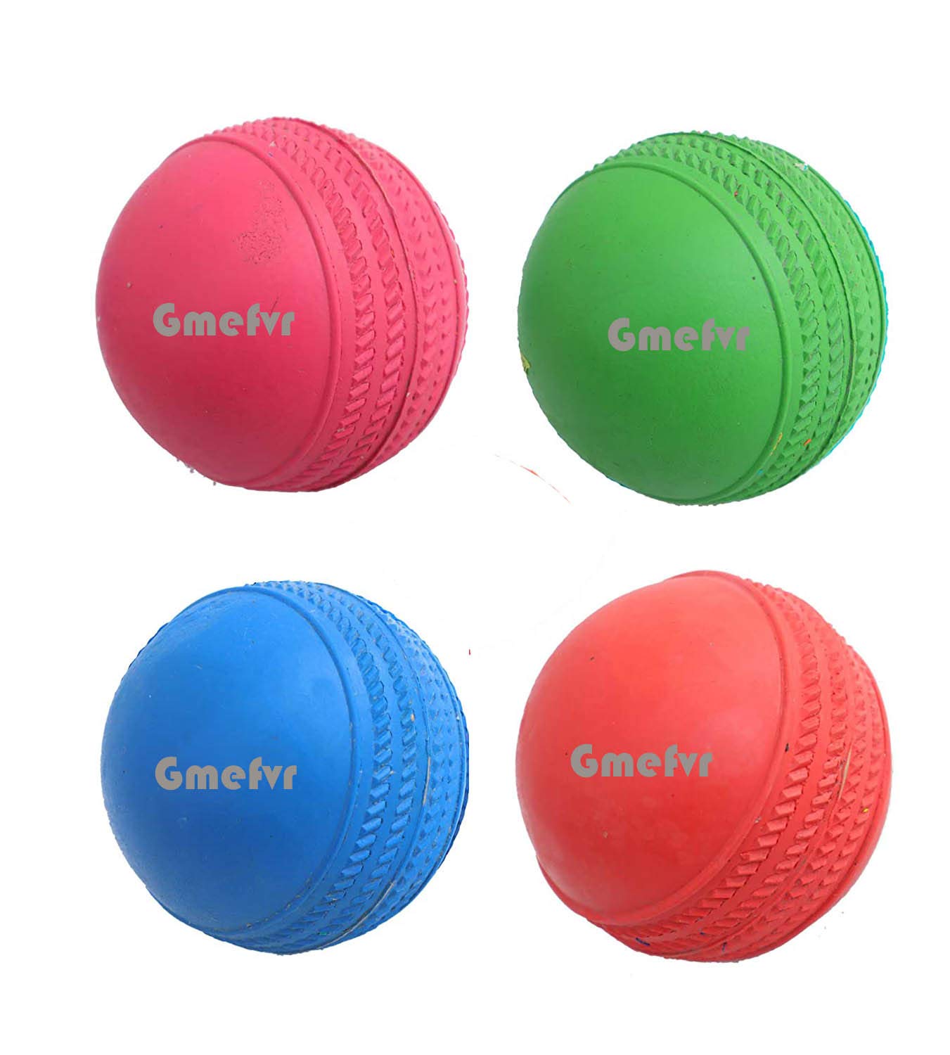 Gmefvr Rubber Cricket Ball Multi Color Pack of 4