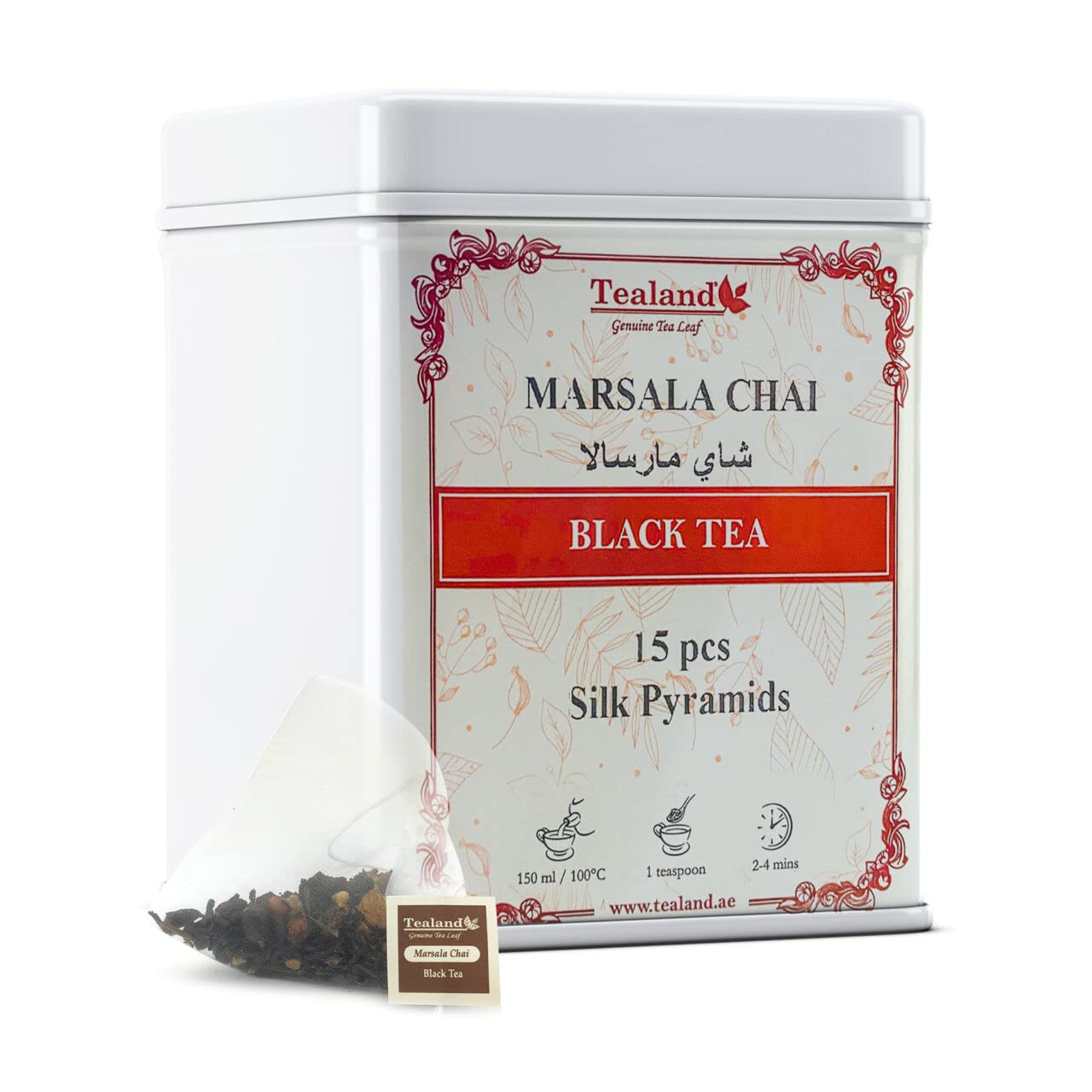 Pyramid Marsala Chai Special Strong Malty Loose Leaf Breakfast Invigorating Aroma 100% Natural Ingredients Caffeine Free Anti-Oxidants Rich 15pcs