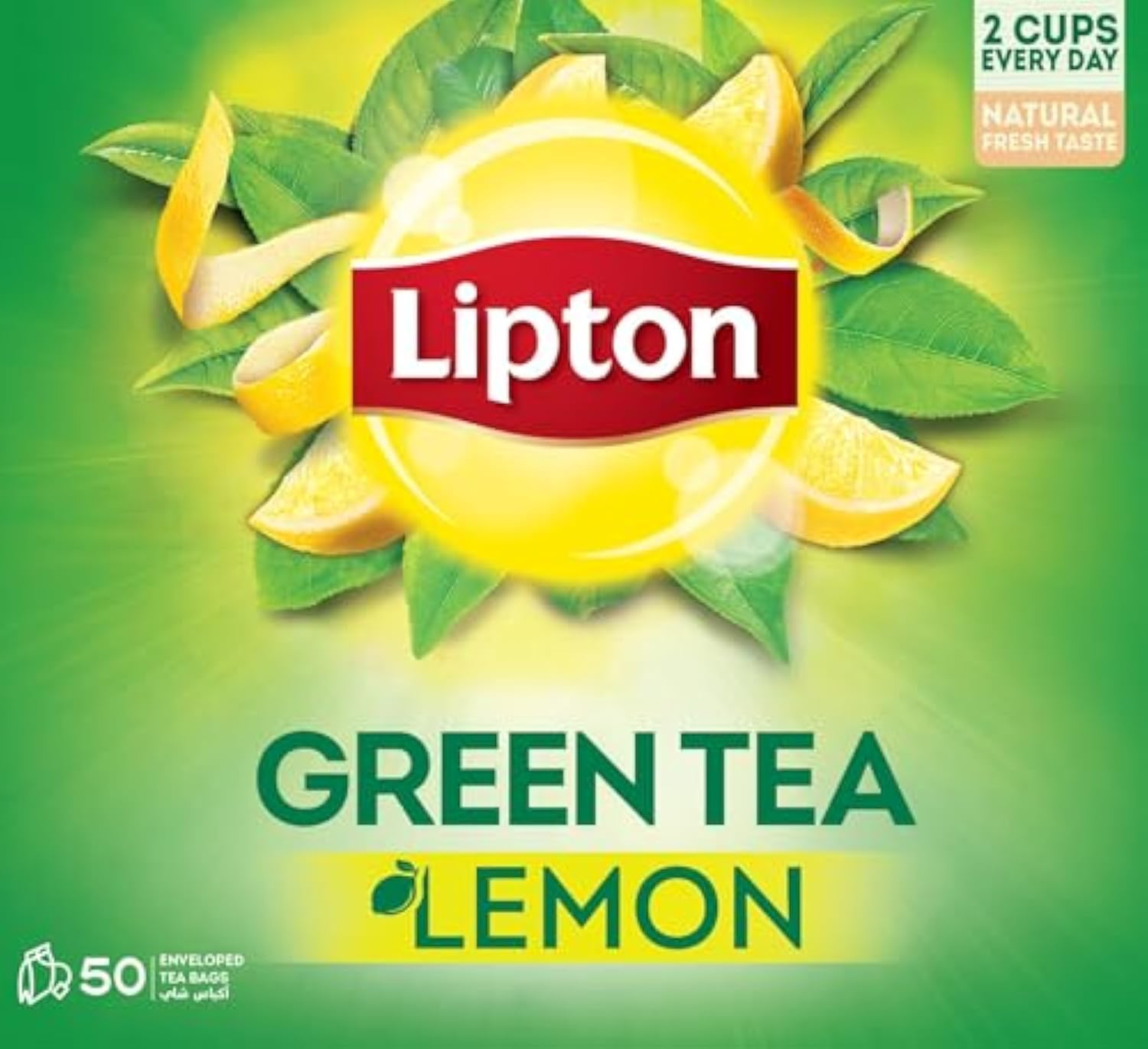 LiptonGreen Tea, 50 Tea Bags, New Improved Tea Formula, Stronger Lemon Flavor, Source of Flavonoids