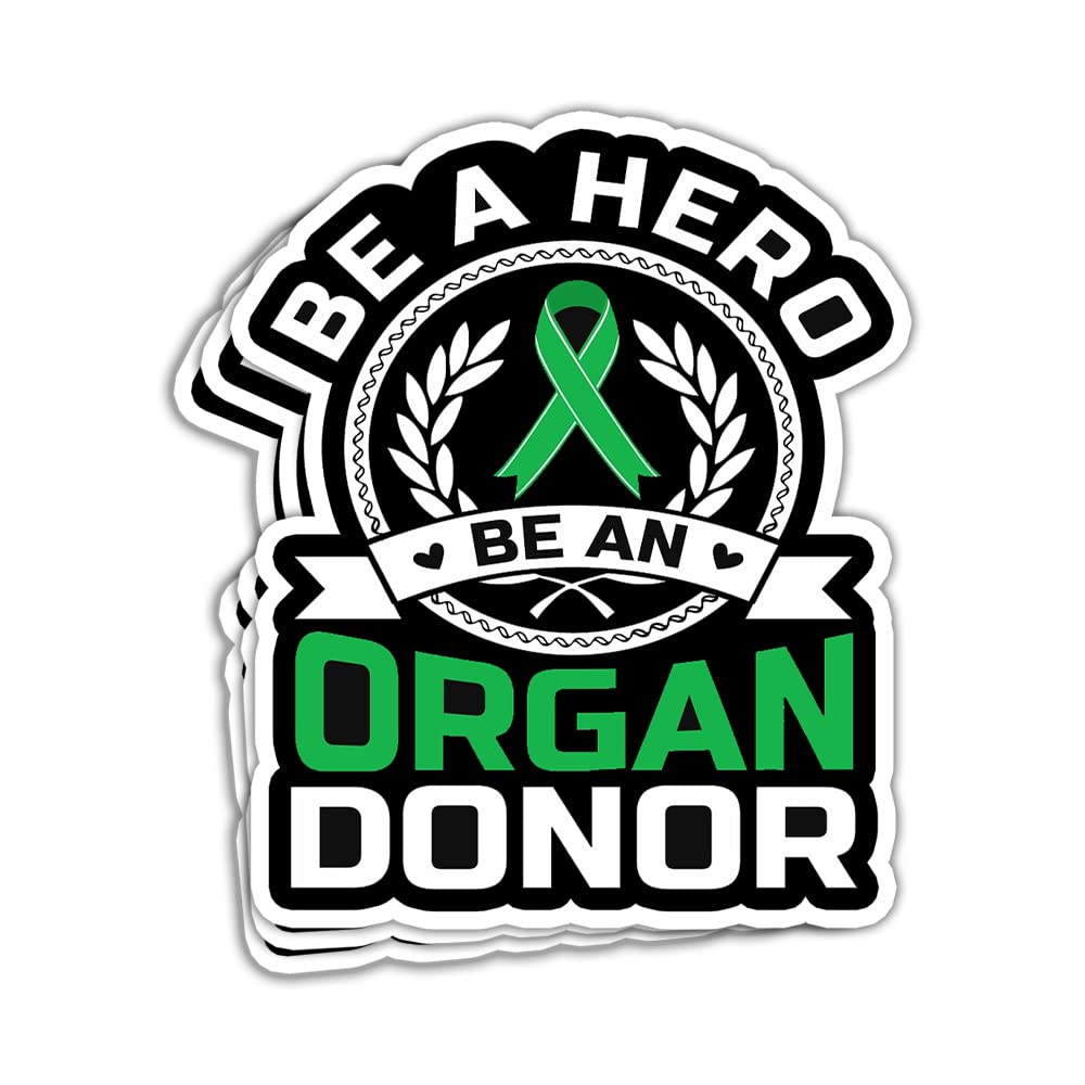 HOSALA (3Pcs/Pack) Be A Hero Be an Organ Donor Organ Donation Awareness Sticker Organ Recipient Transplant Survivor Sticker Organ Donor Appreciation Gift Decoration Graphic Helmet Bumper- 3x4 Inch