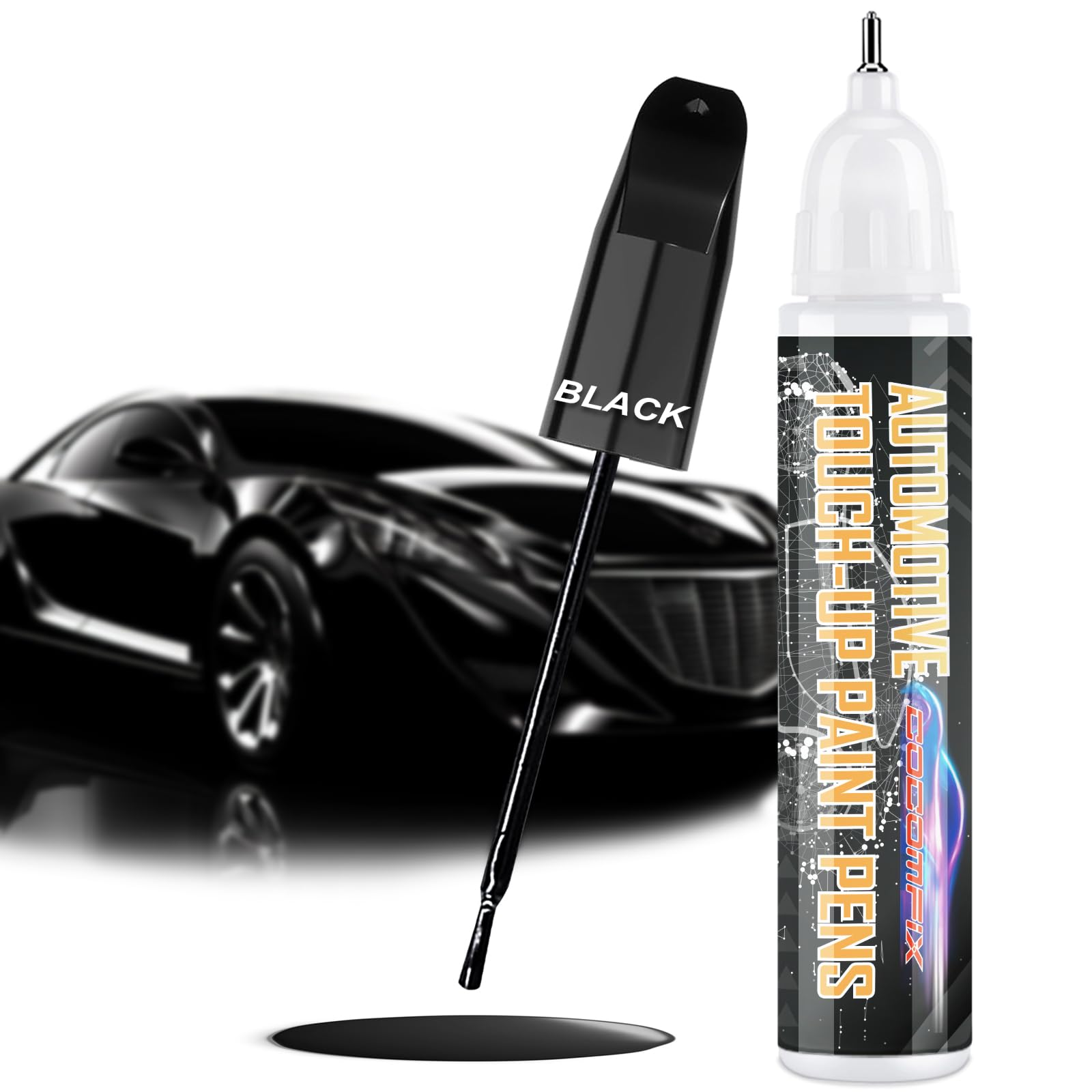 Black Touch Up Paint for Cars, Black Car Paint Scratch Repair, 2 in 1 Auto Touch up Paint Pen, Special-Purpose Car Touch Up Paint Universal Color Black 0.7 oz