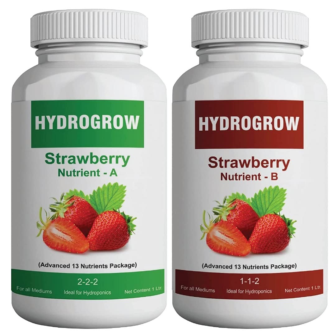 Garden Genie Hydro Grow A & B Strawberry Hydroponic Nutrients (2 Part Nutrients A and B), Advanced Hydroponics Nutrient Solution for Strawberry Plant, 500 ml Each