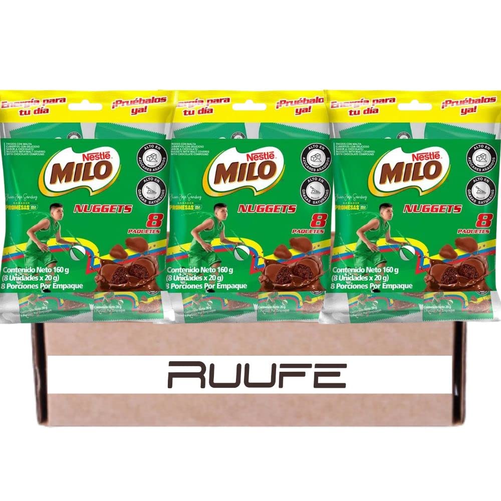 Milo Nuggets Chocolate (24 pack - 8.4 oz per pck) The best Colombian and Malaysian snack covered with delicious chocolate flavor