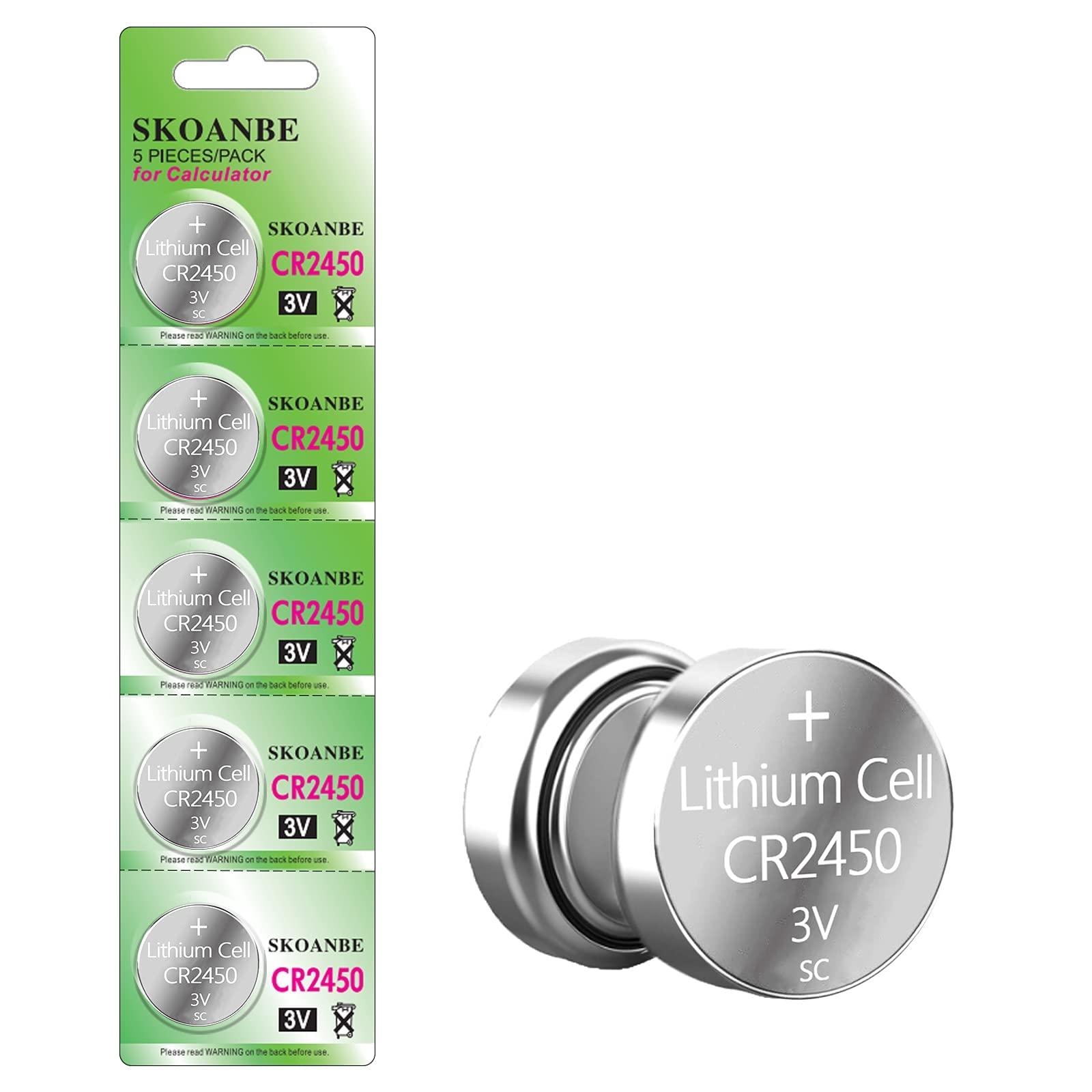 SKOANBE 5PCS CR2450 3V Lithium Battery