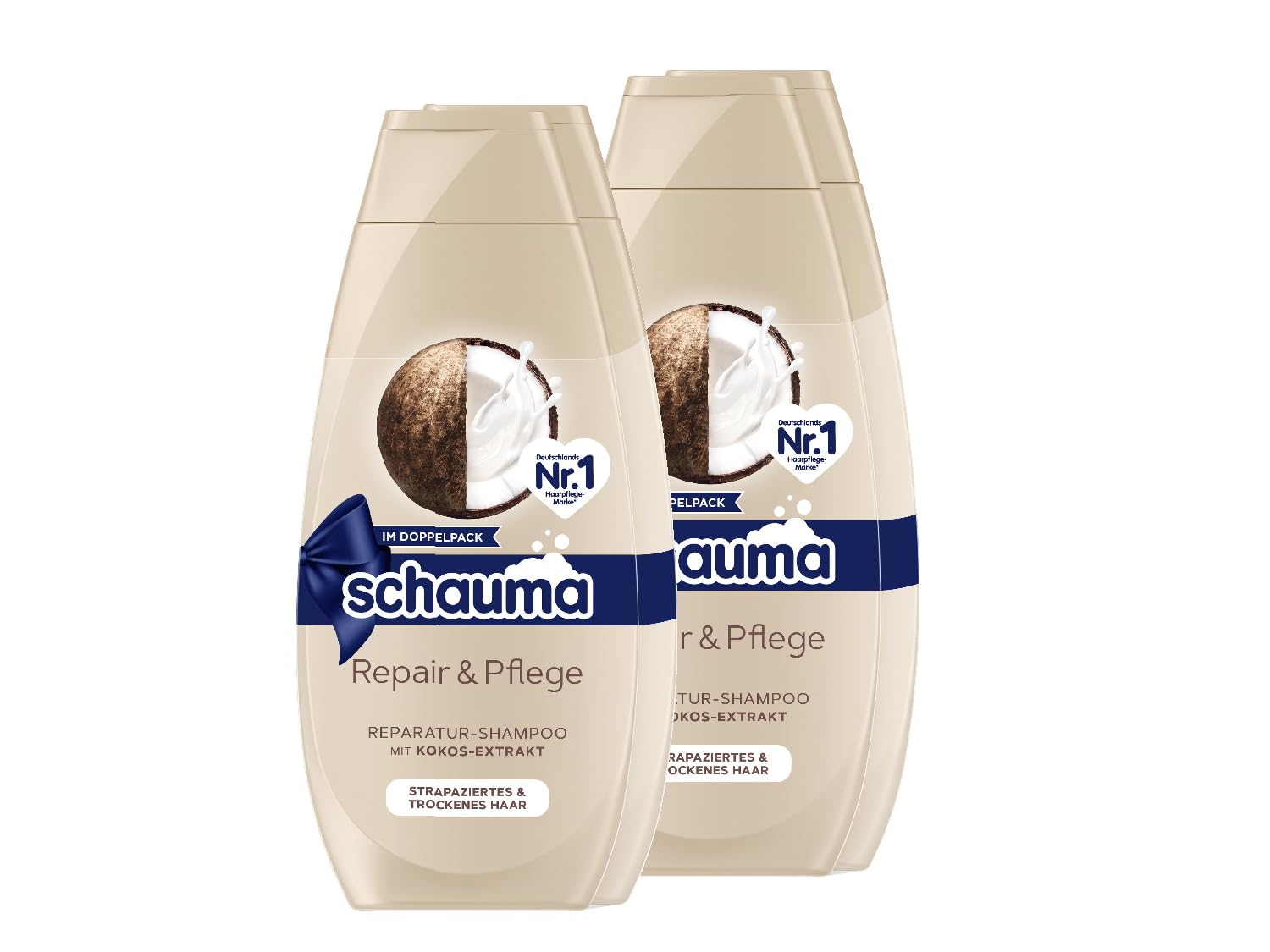 SchaumaShampoo Repair & Care, Pack of 2 (2 x 2 x 400 ml), Hair Shampoo Repairs Hair and Provides Softness, Repair Shampoo for Damaged & Dry Hair