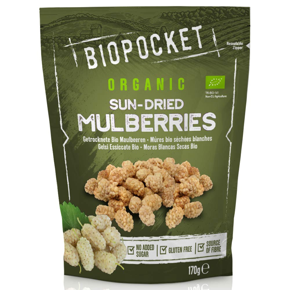 Biopocket Organic Dried Mulberries, 5 x 170 g