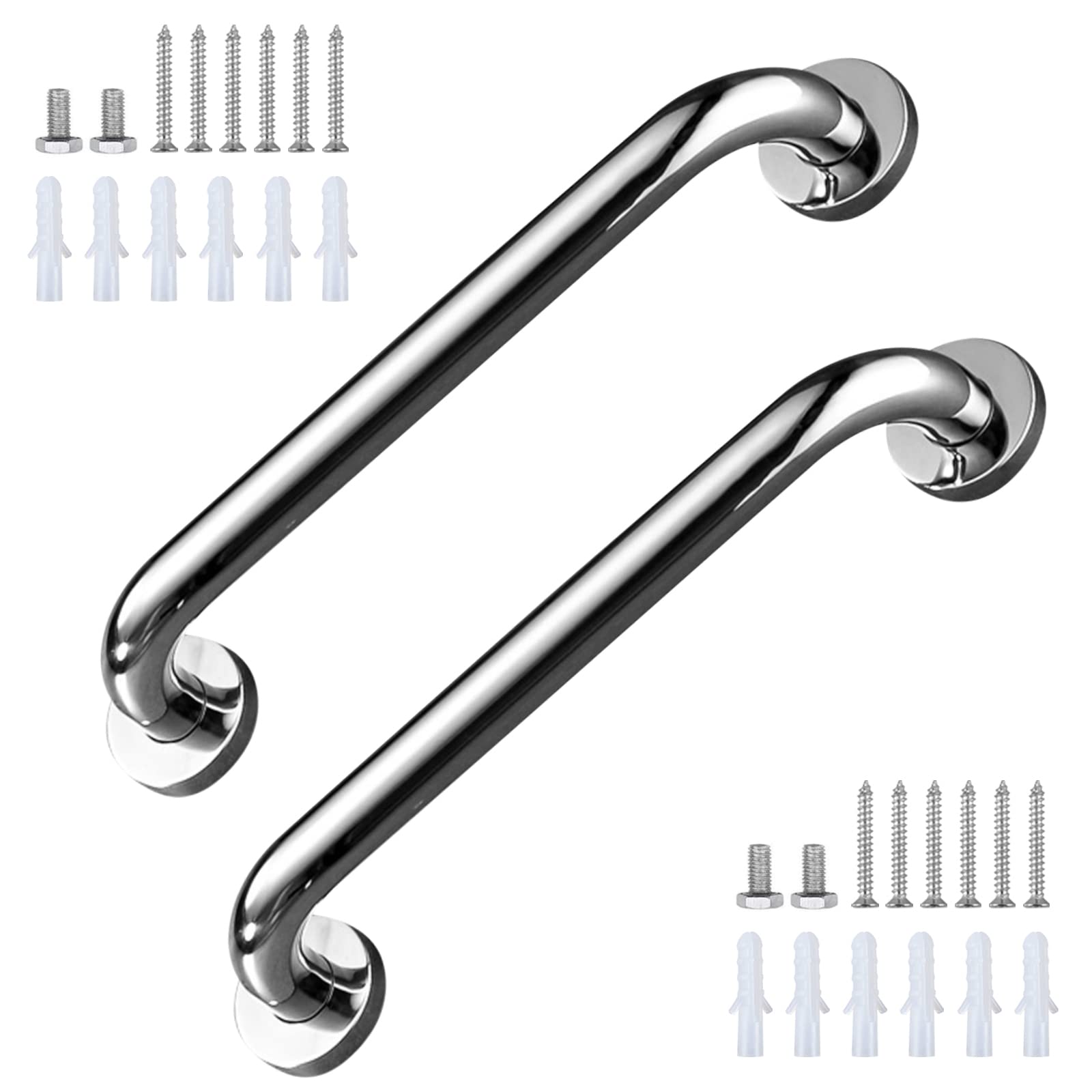 2 Pcs 304 Stainless Steel Bathroom Grab Bar,Bathroom Hand Rail,Anti-Slip Shower Handles,Wall Mount Balance Bar Safety Hand Rail Support for Bathtub,Toilet,Bathroom,Stair Handrail (16inch(2pcs))