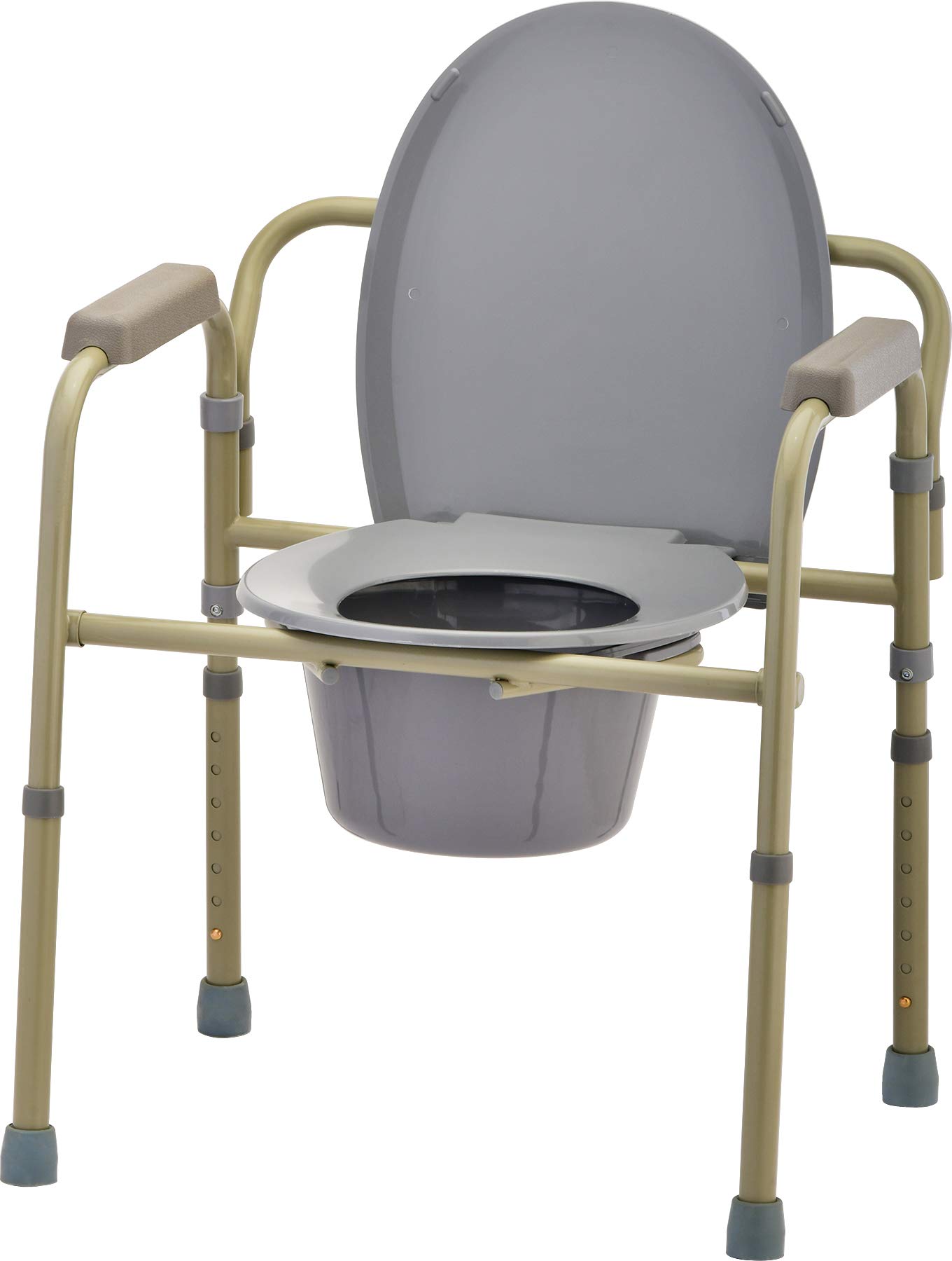 NovaMedical Products Folding Commode, Over Toilet and Bedside Commode, Comes with Splash Guard/ Bucket/ Lid, Gray, 1 Count