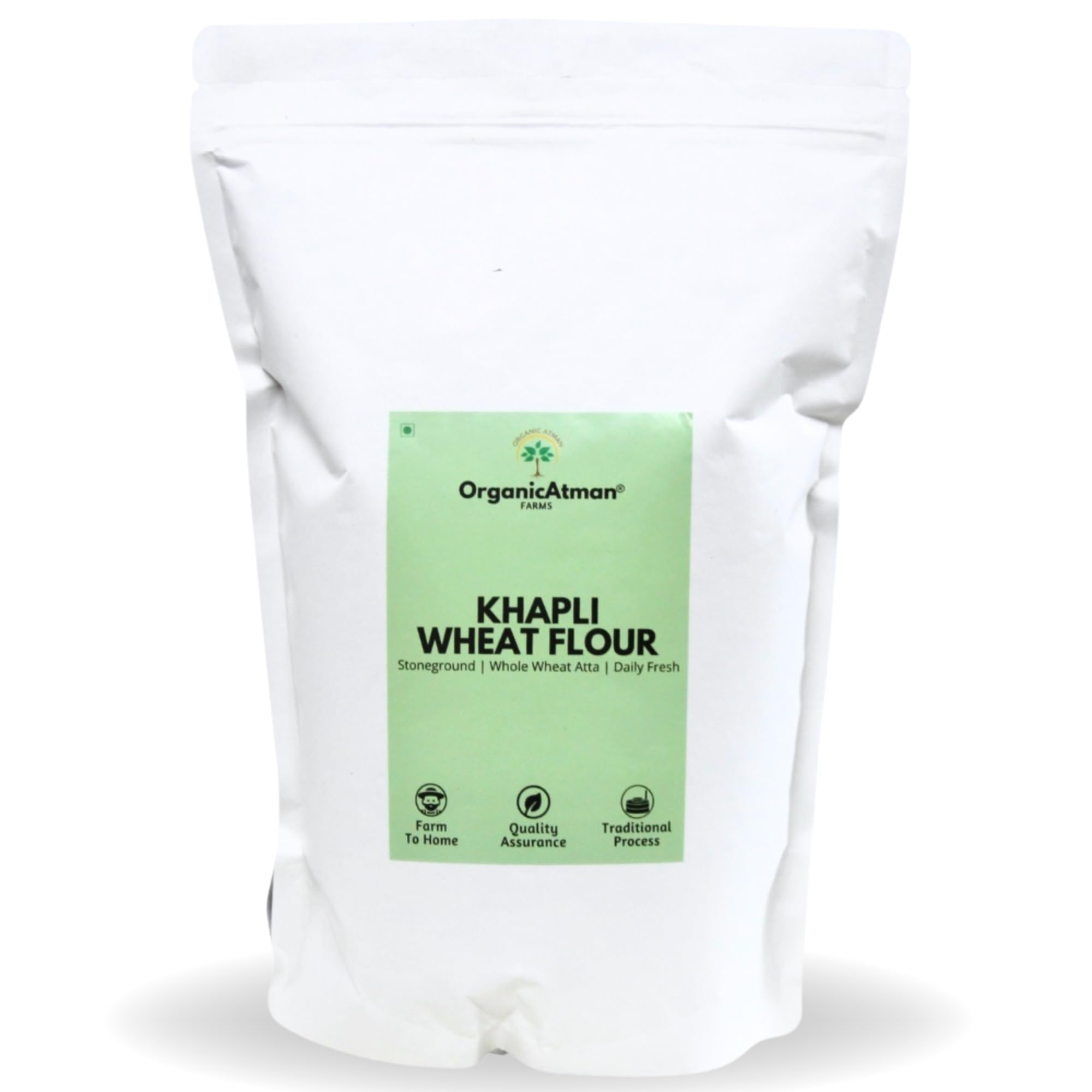 Organic Atman - Khapli Wheat Atta | Freshly Milled Daily | Traditional Stoneground | High Dietary Fiber for Easy Digestion (Khapli Wheat Flour) 1kg