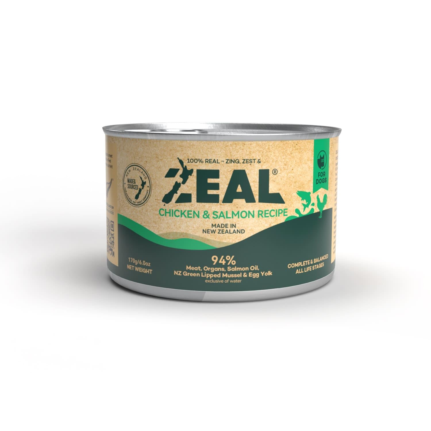 ZealGrain Free Chicken and Salmon Recipe, All Life Stages Dog Wet Food 170g, Made in New Zealand