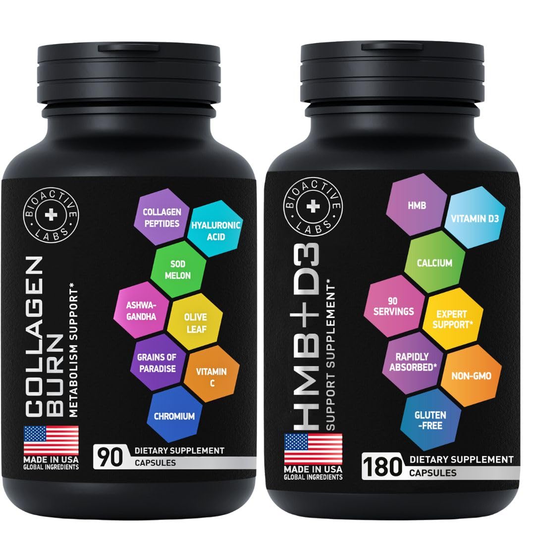 Thermogenic Multi Collagen Burn and HMB D3 Supplement - Fitness and Weight Loss Bundle