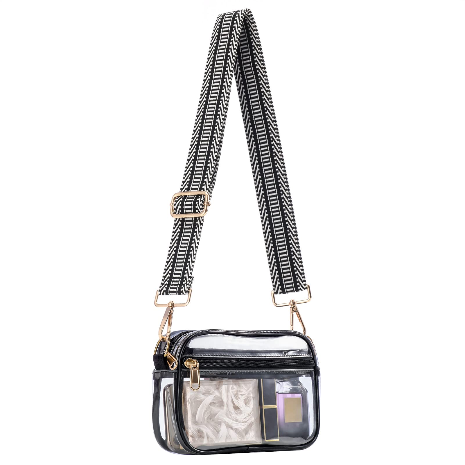 HULISEN Clear Crossbody Bag Stadium Approved, Clear Purse for Women Men, Transparent Messenger Shoulder Handbag